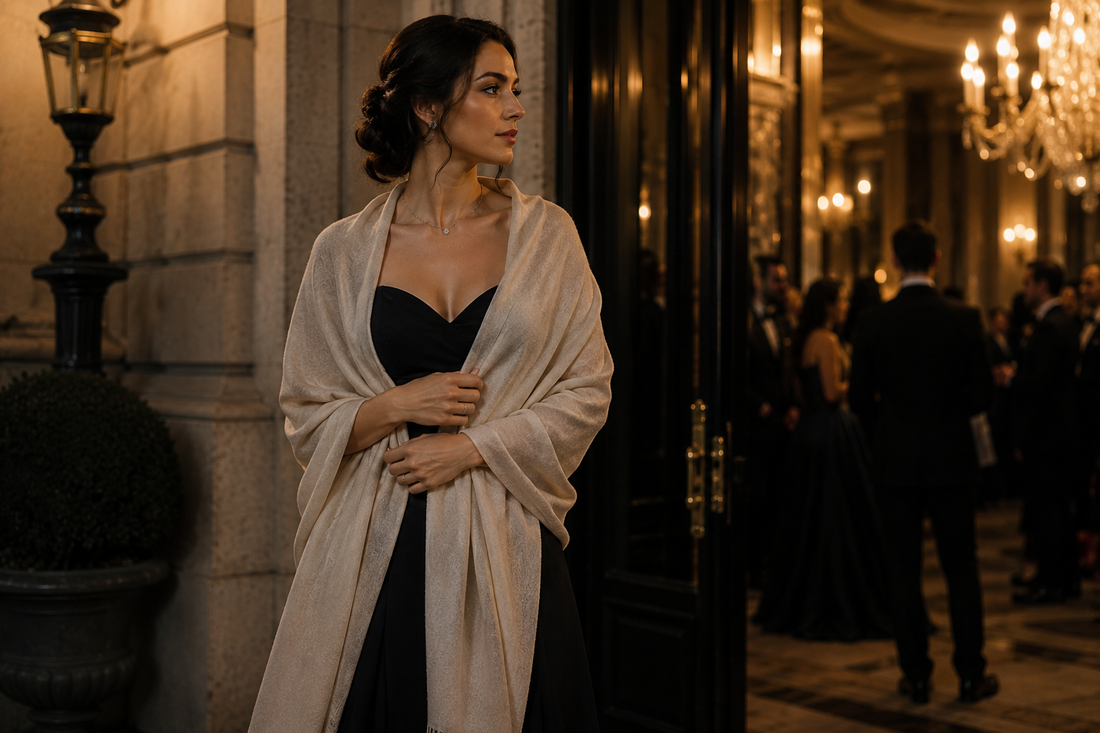 Cashmere Wrap Shawls for Cocktail & Black-Tie Dresses: The Complete Luxury Styling Guide