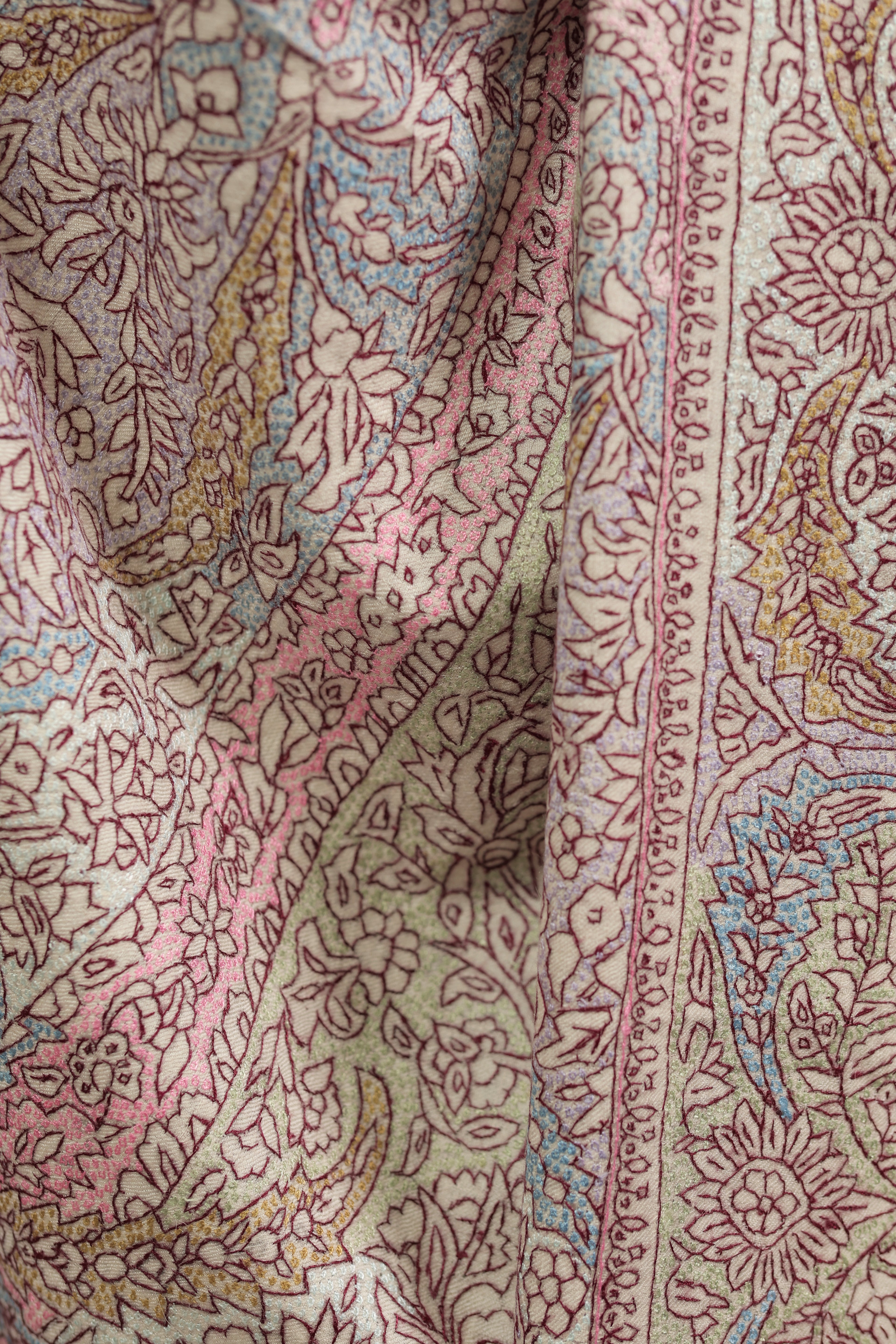 Grey Sozni Hand Embroidered Heavy Grey Bootidaar Pashmina Shawl