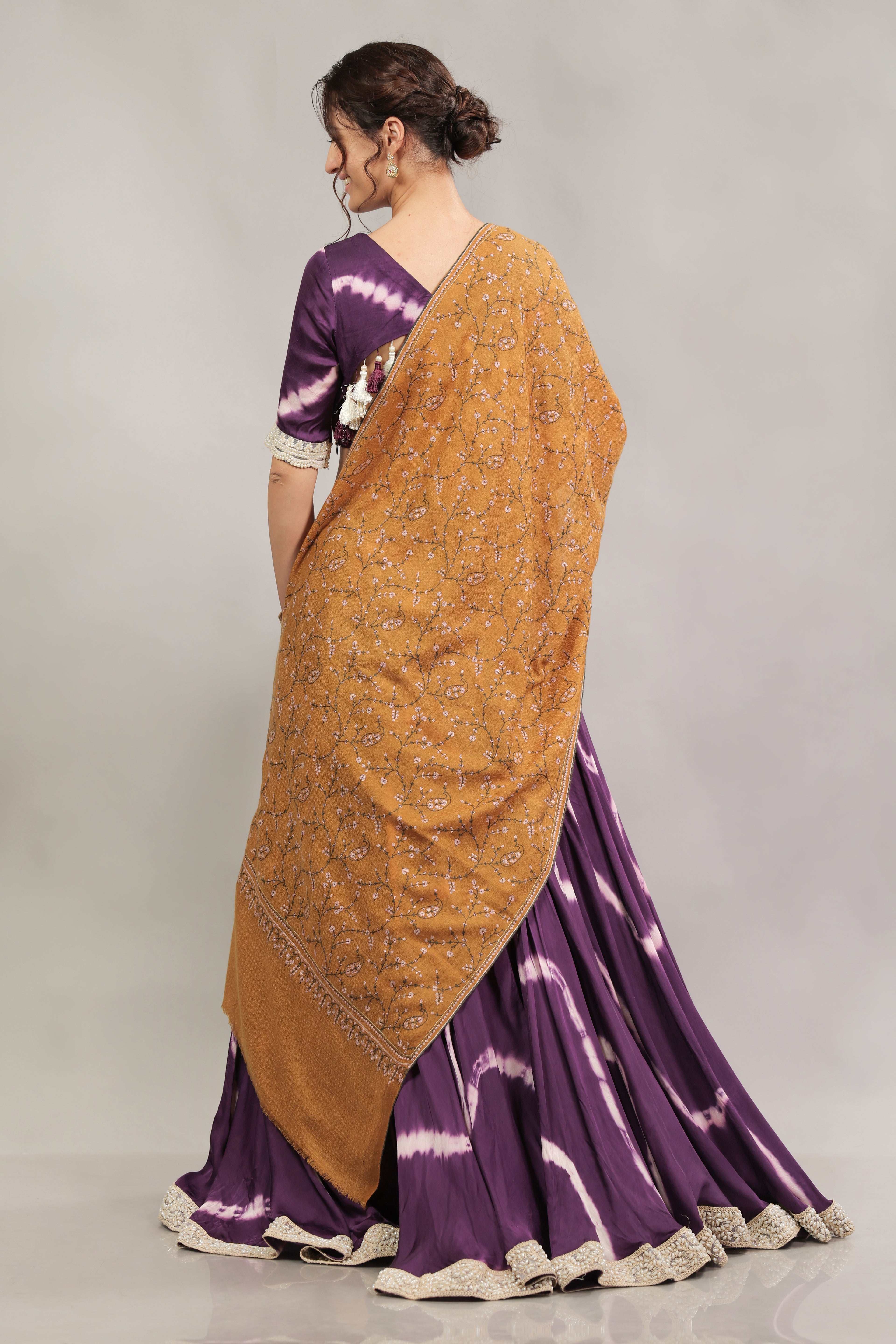 Mustard Sozni Hand Embroidered Pashmina Wrap