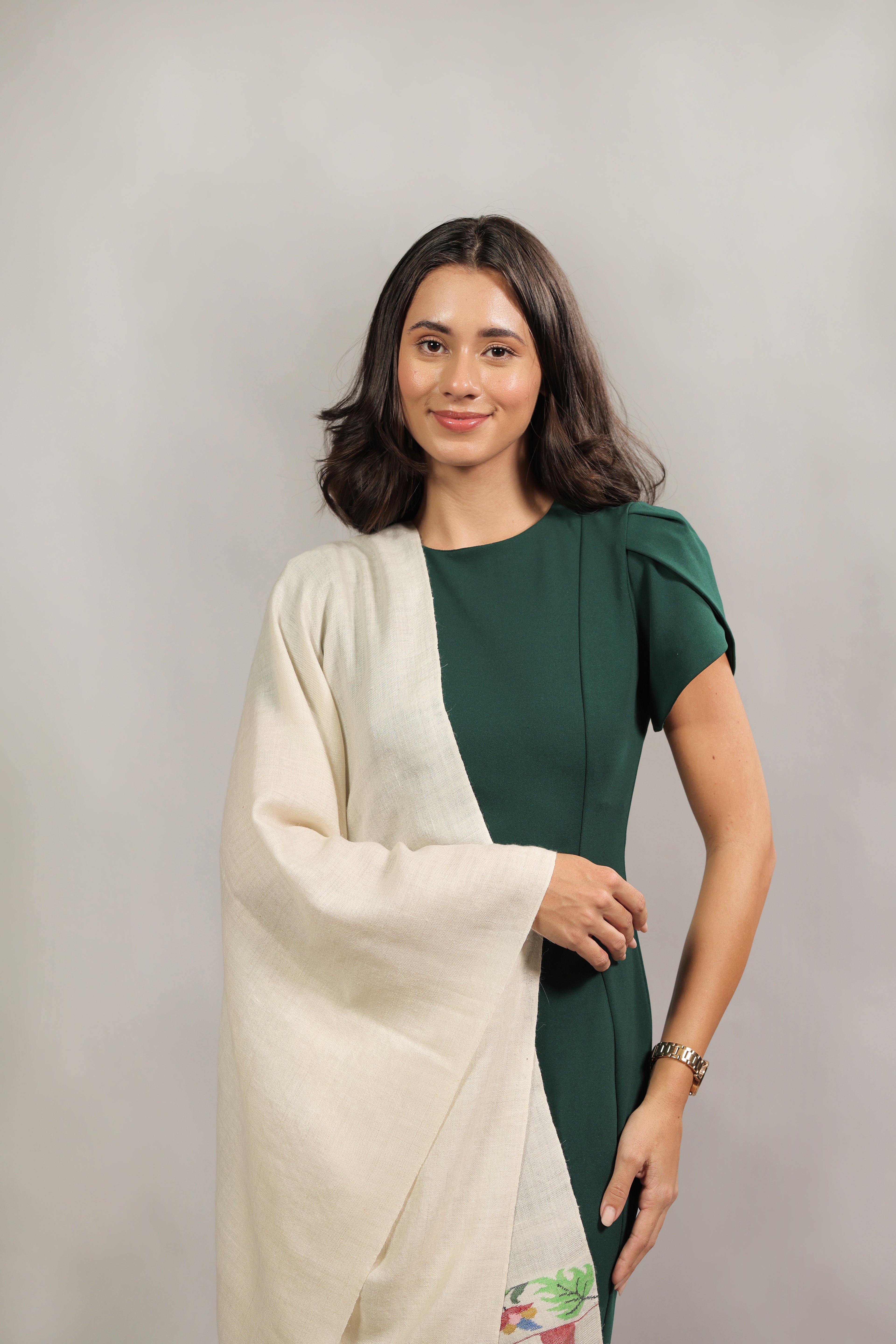 Ivory Kani Palla Pashmina Wrap