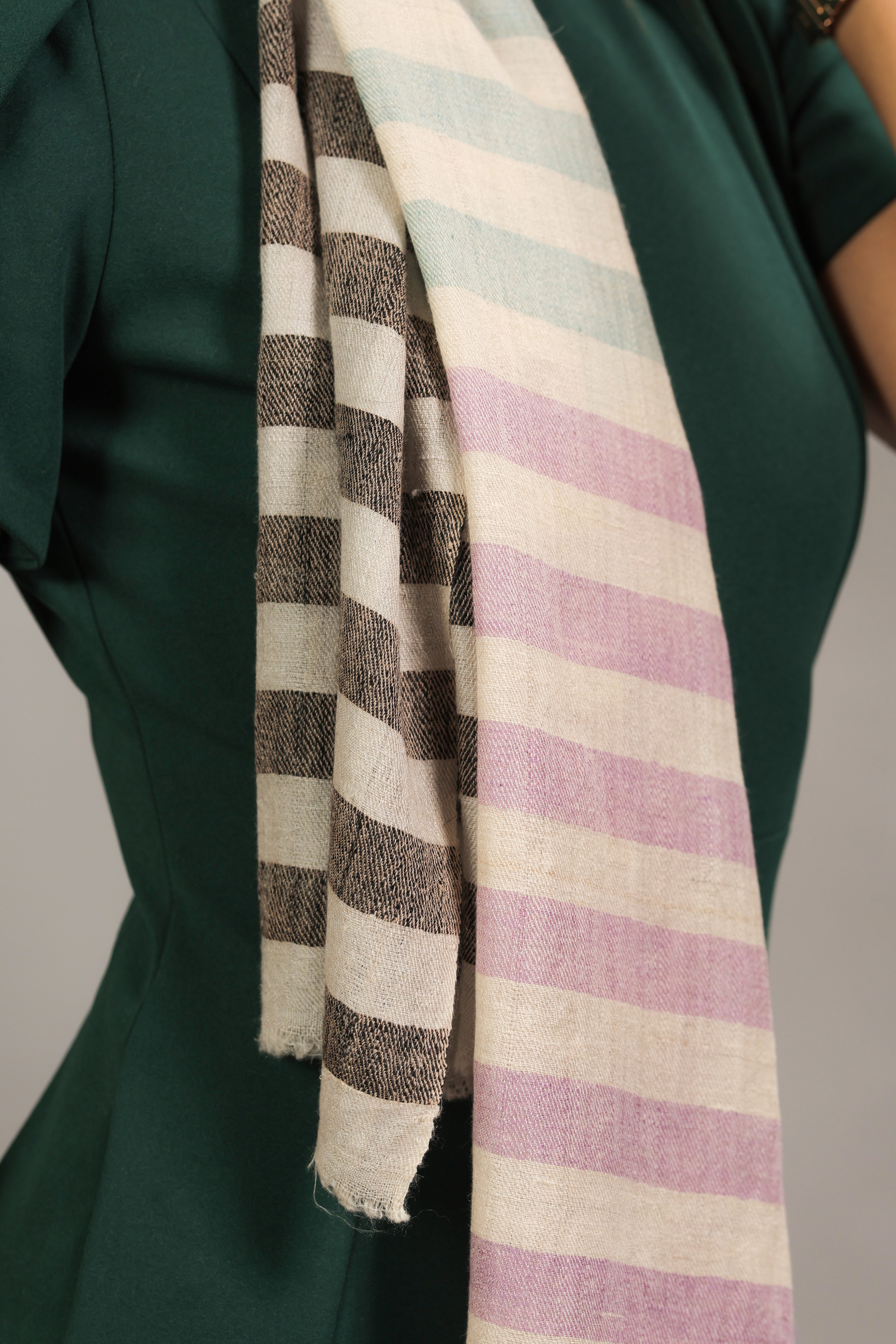 Multicolored Striped Handspun Pashmina Muffler