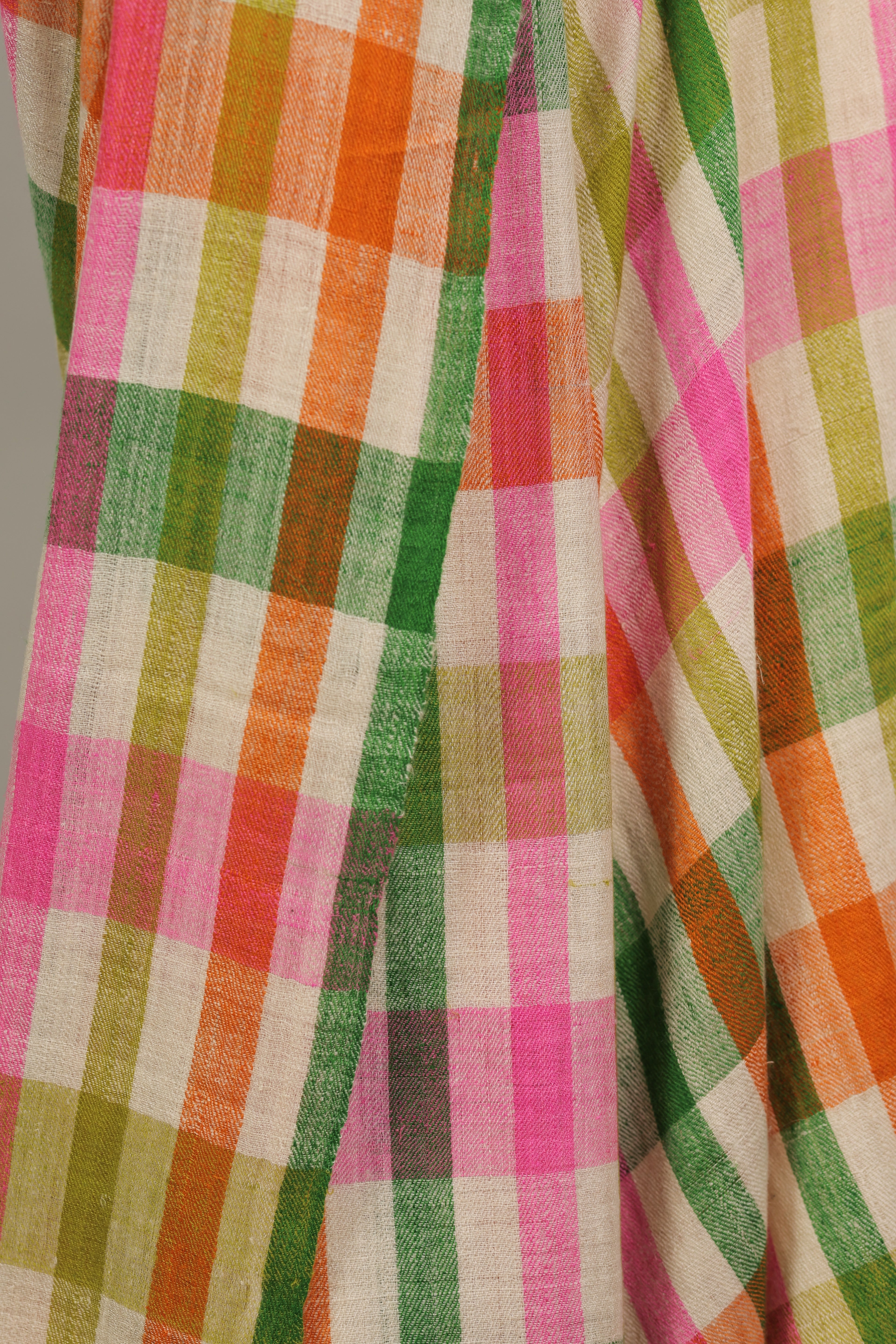 Multicoloured Checkered Handspun Pashmina Shawl