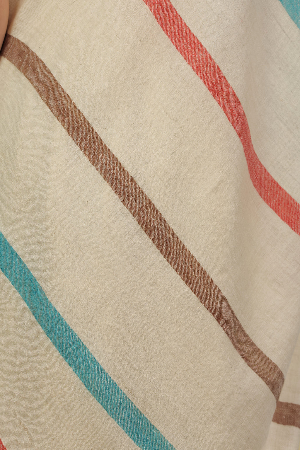 Ivory Striped Handspun Pashmina Stole