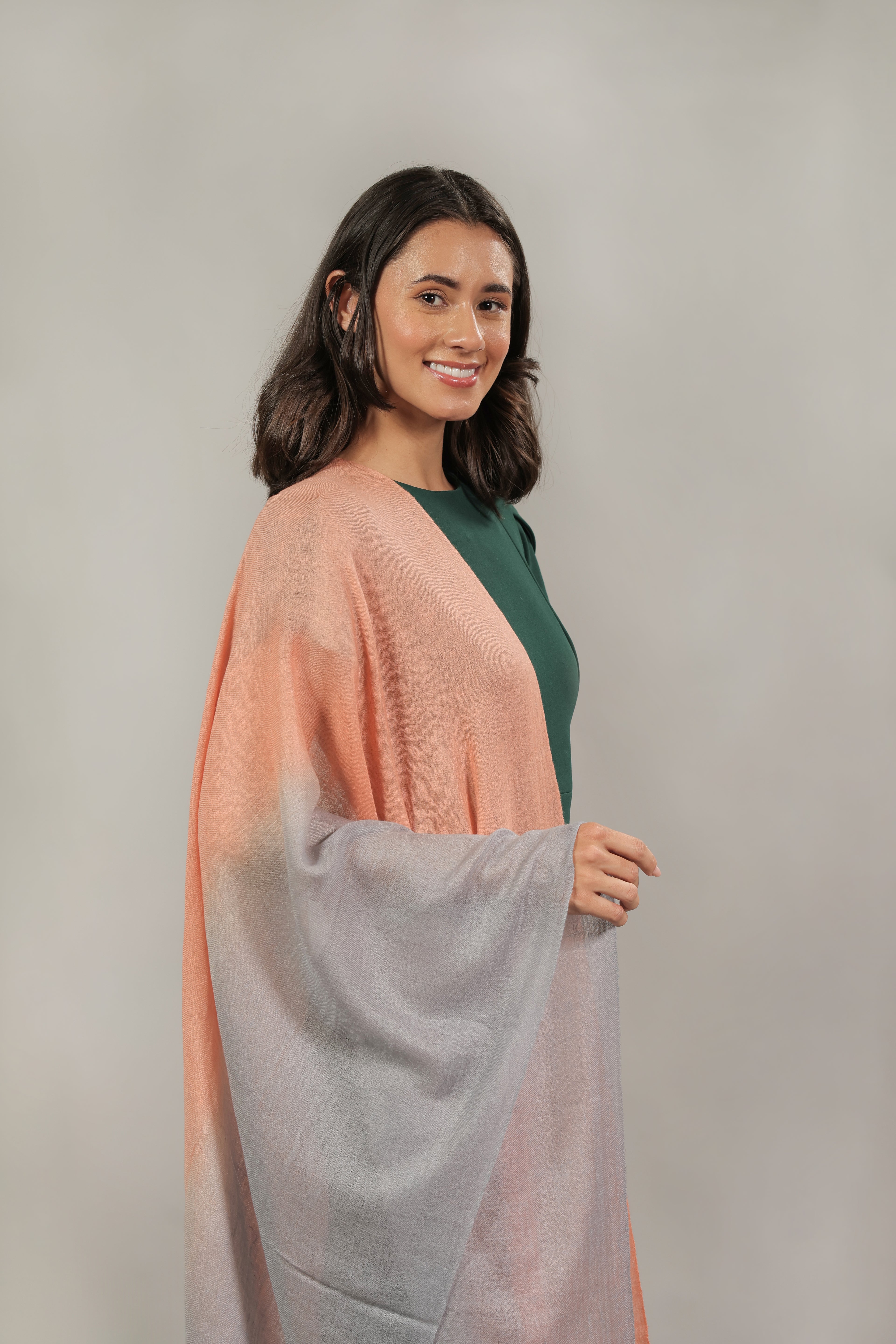 Peach and Grey Ombre Pashmina Wrap