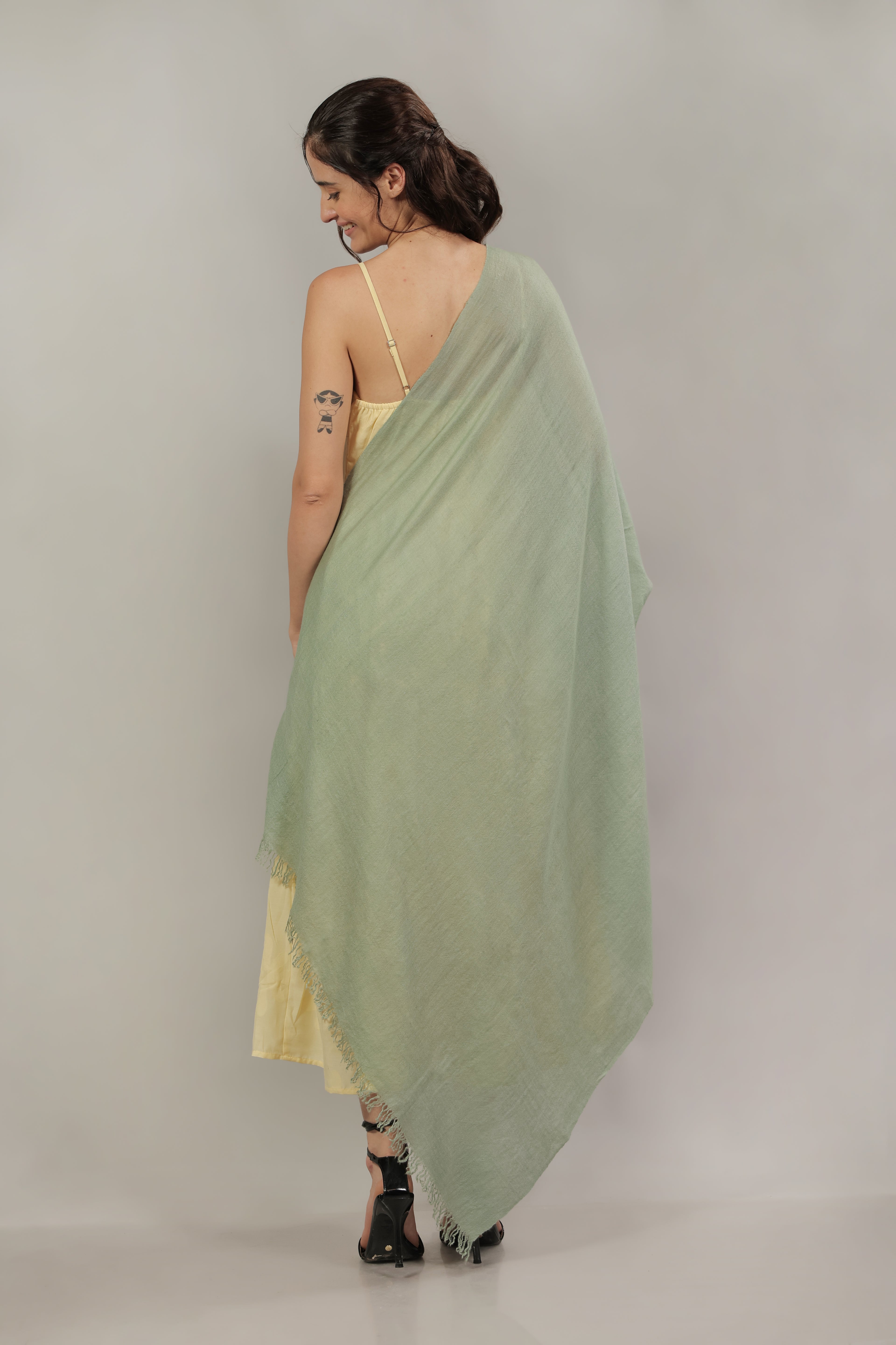 Olive Green Handspun Pashmina Shawl