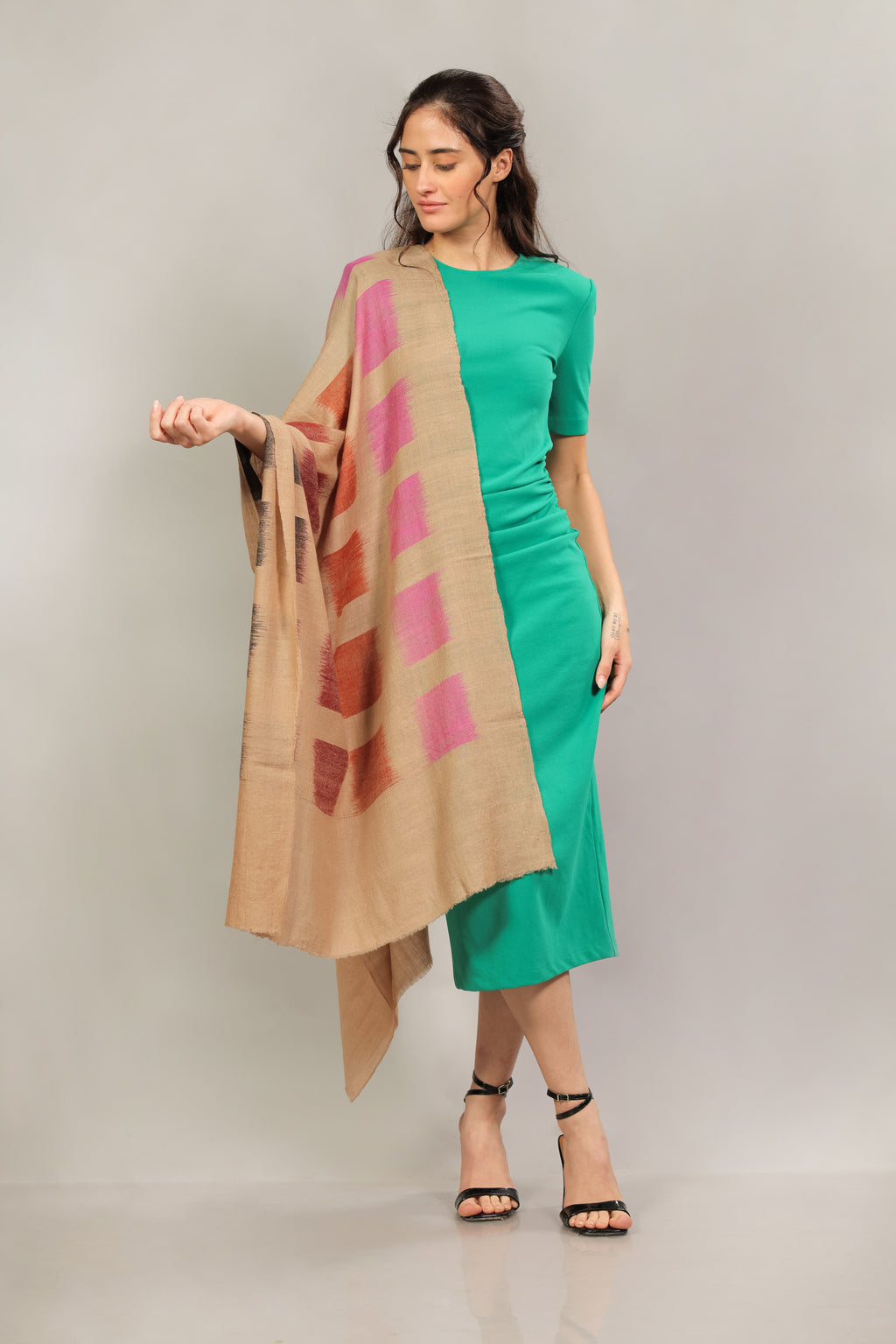 Multicoloured Ikkat Pashmina Stole