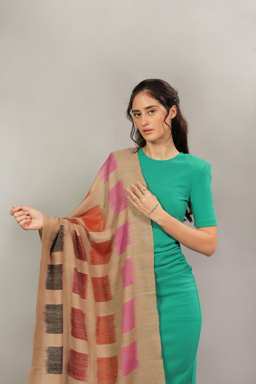 Multicoloured Ikkat Pashmina Stole