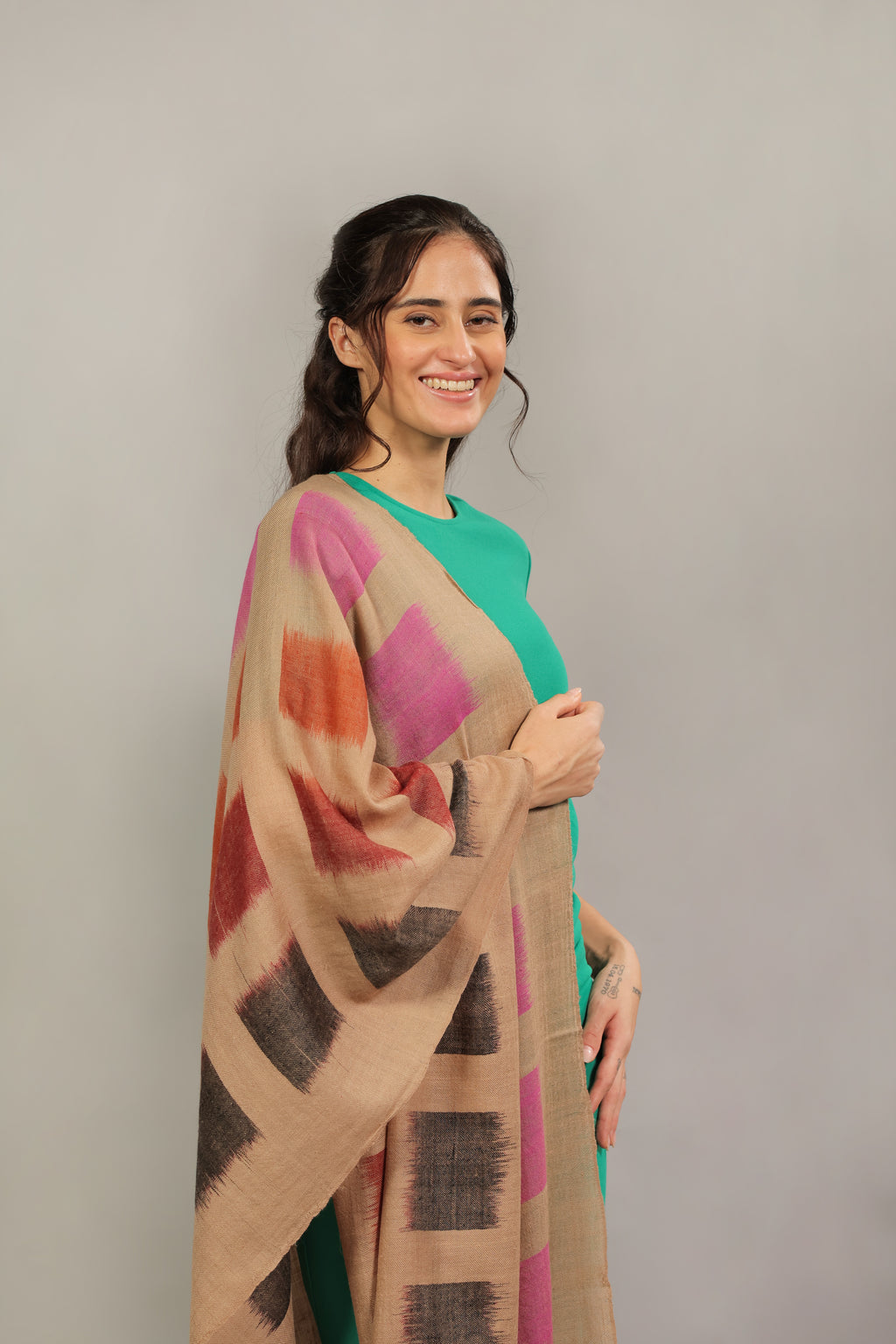 Multicoloured Ikkat Pashmina Stole