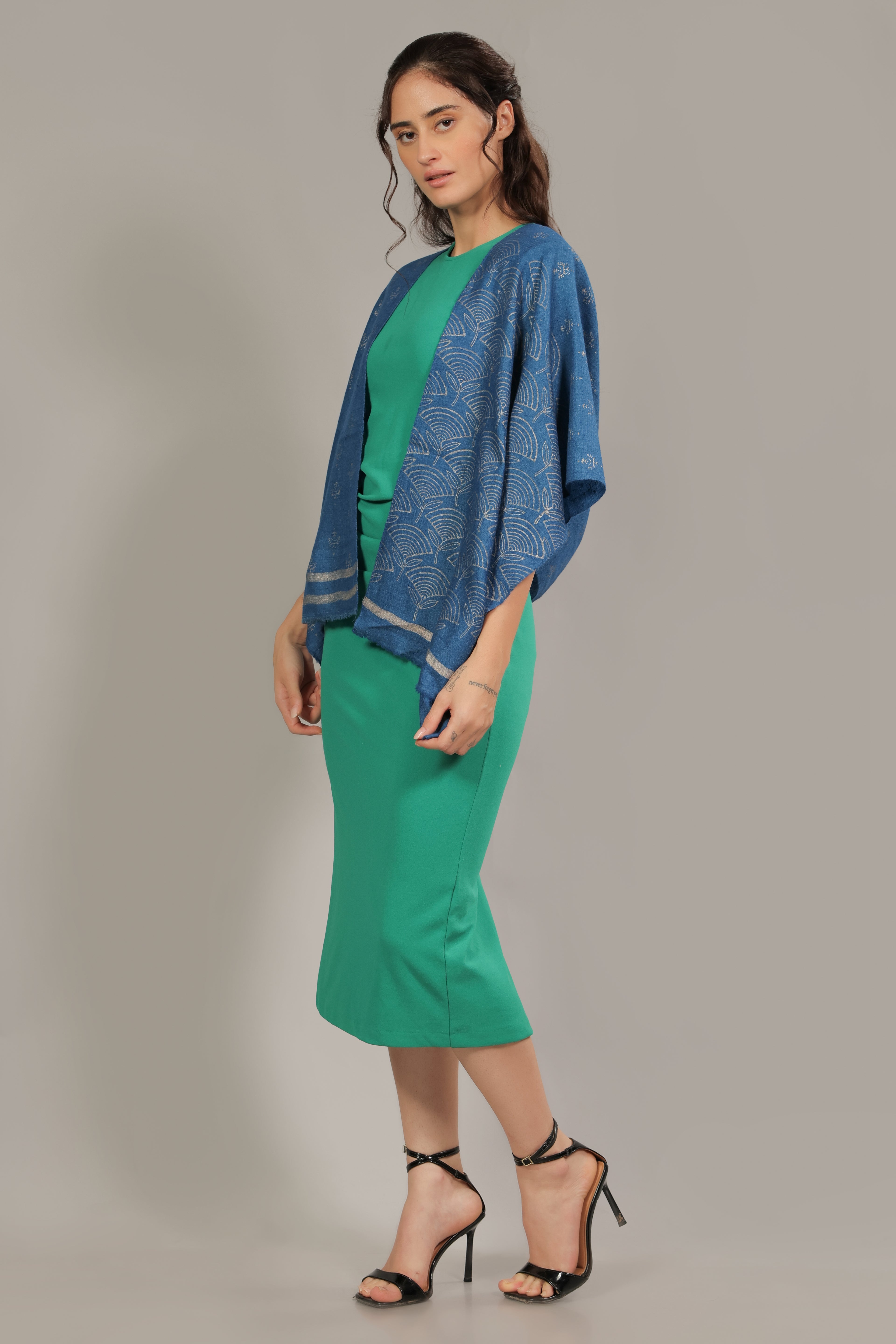 Blue Handblock Printed Pashmina Muffler