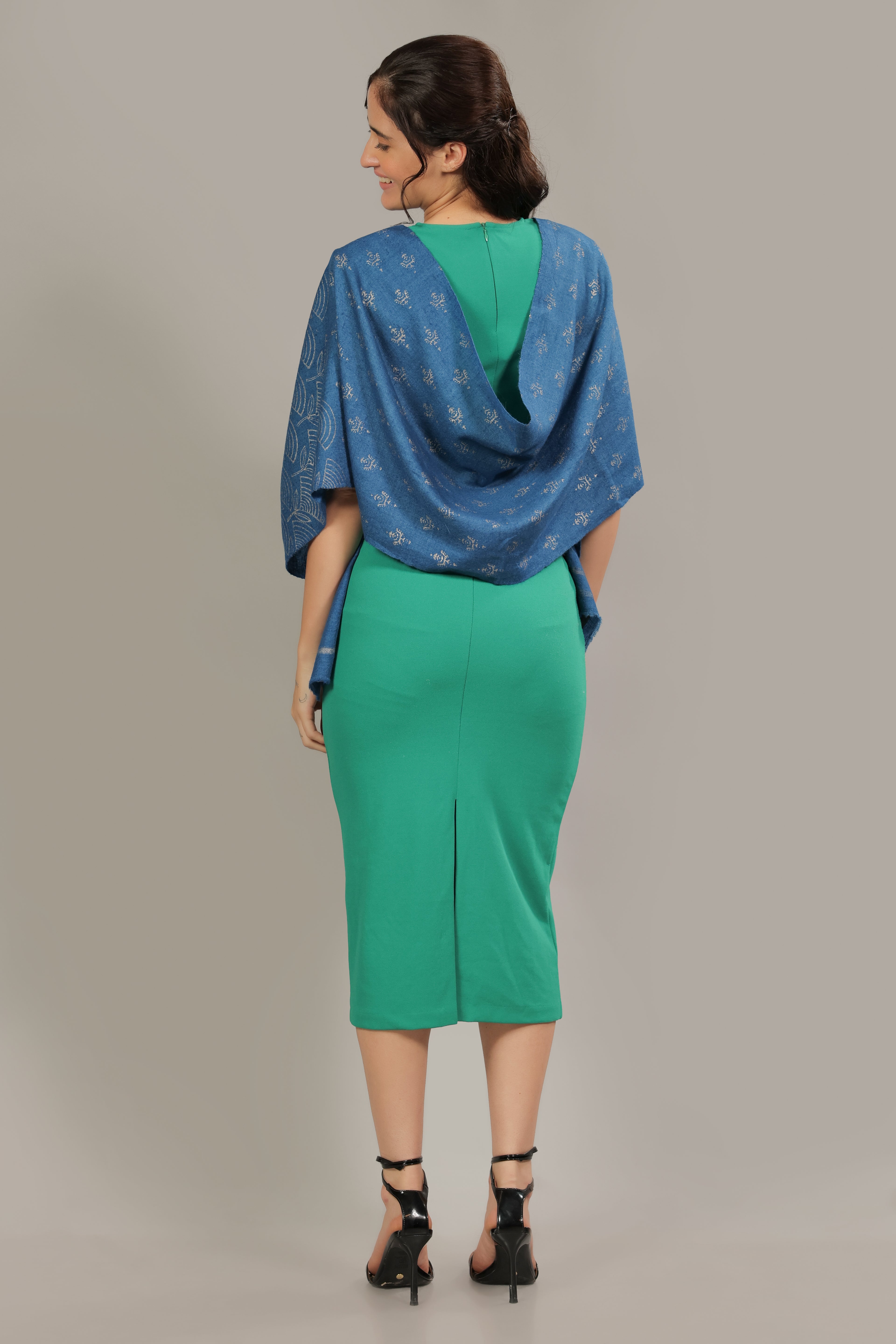 Blue Handblock Printed Pashmina Muffler