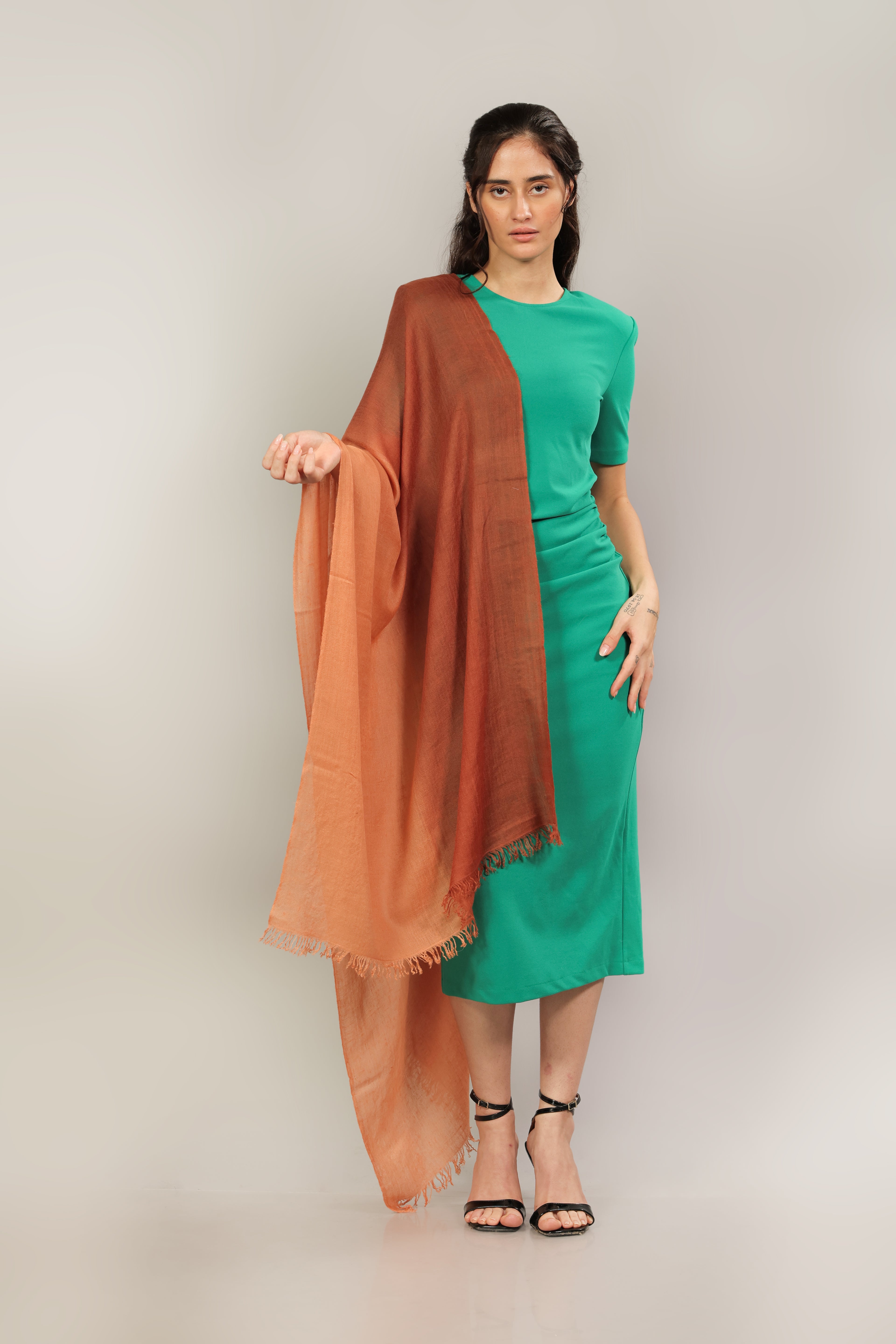 Peach and Chocolate Ombre Pashmina Wrap