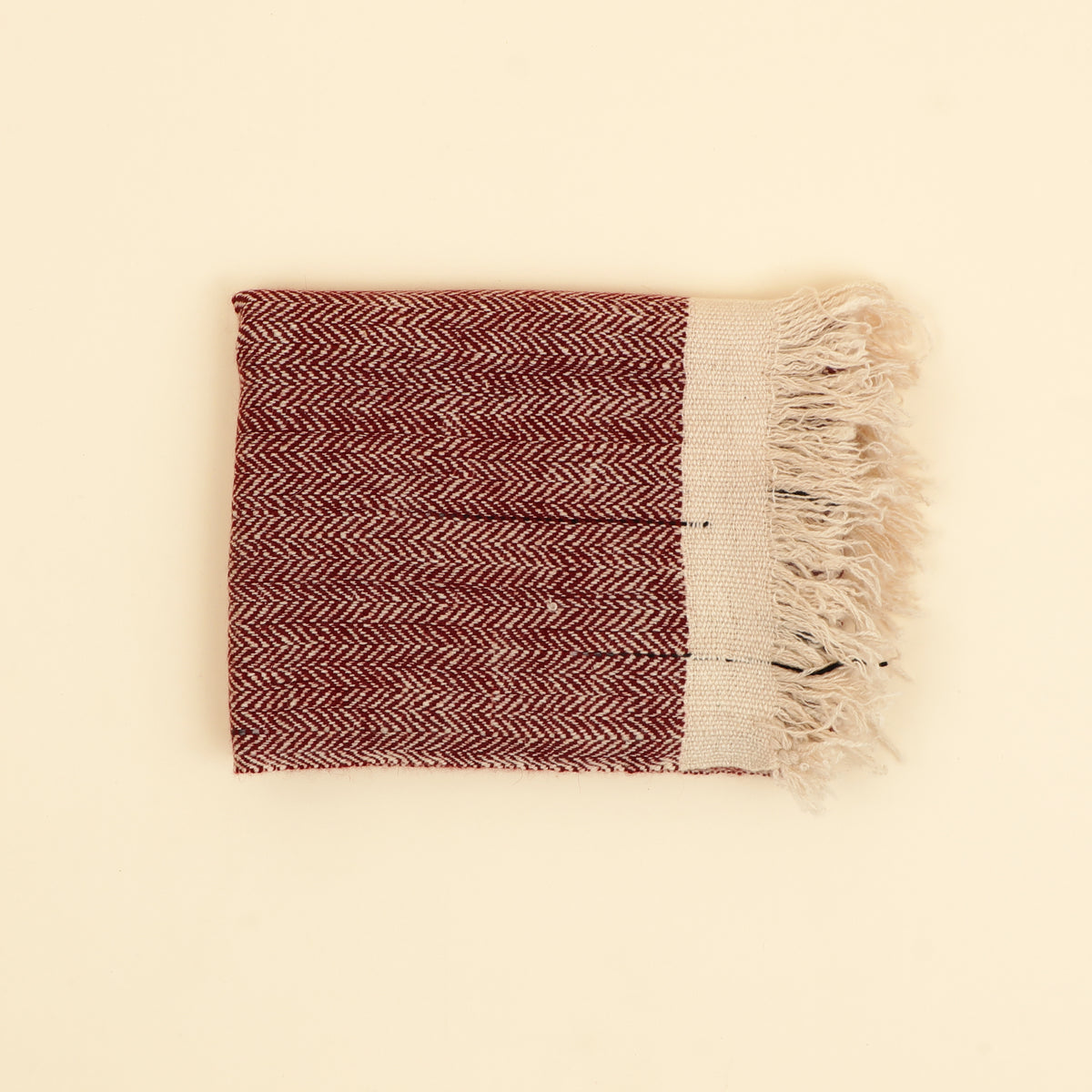 Red & Ivory Thick Handspun Muffler