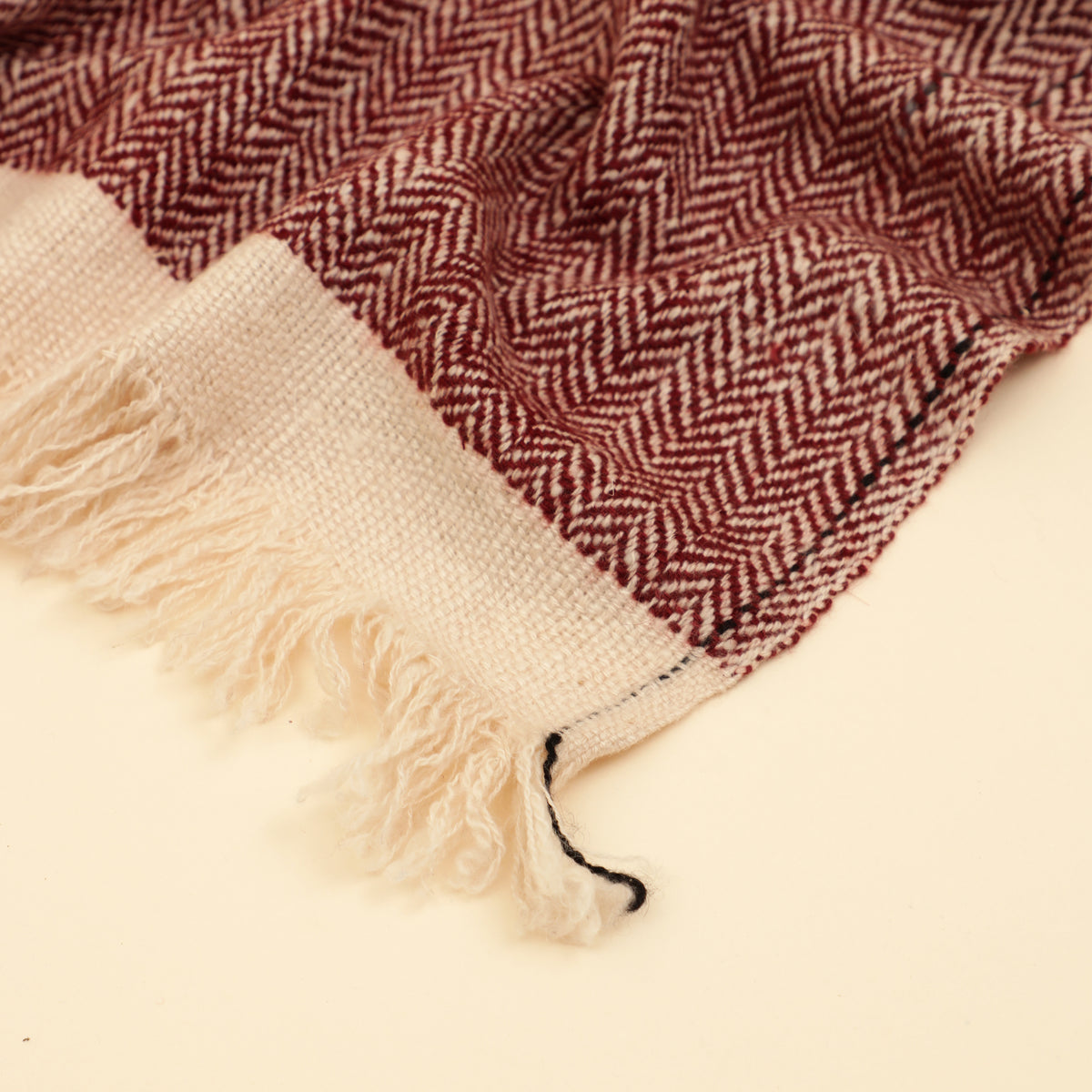 Red & Ivory Thick Handspun Muffler