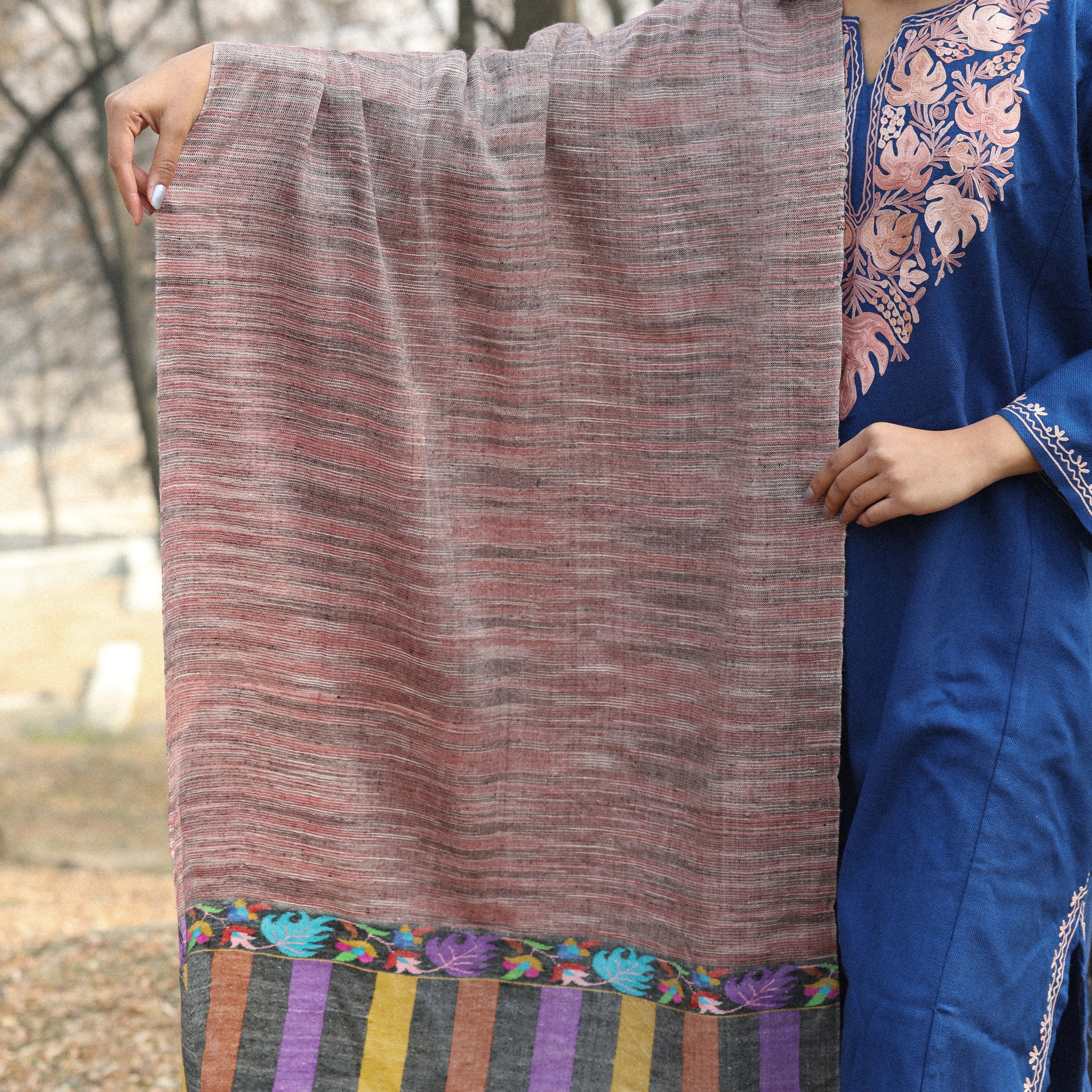 Wine Kani Palla Pashmina Wrap