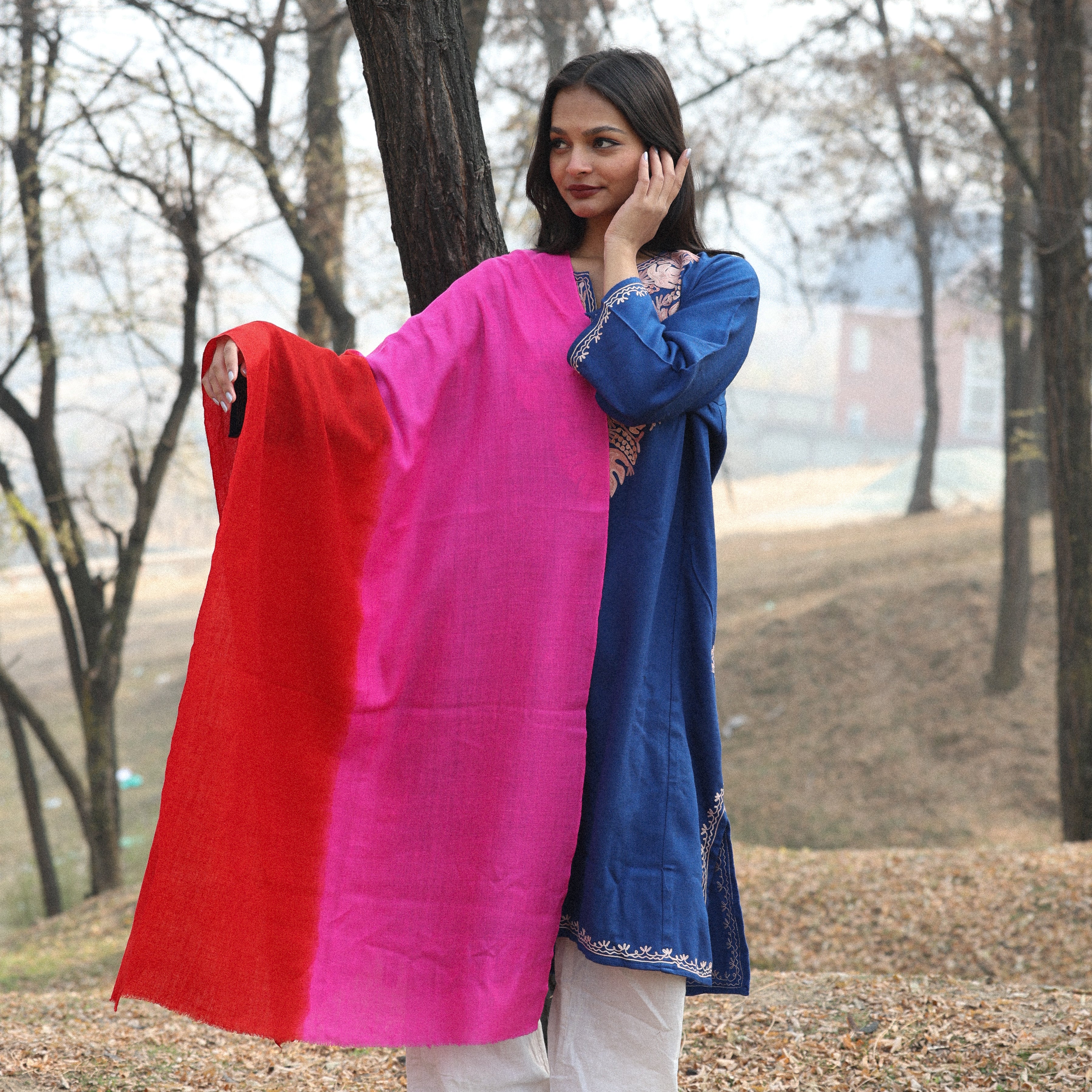 Pink and Red Ombre Pashmina Wrap