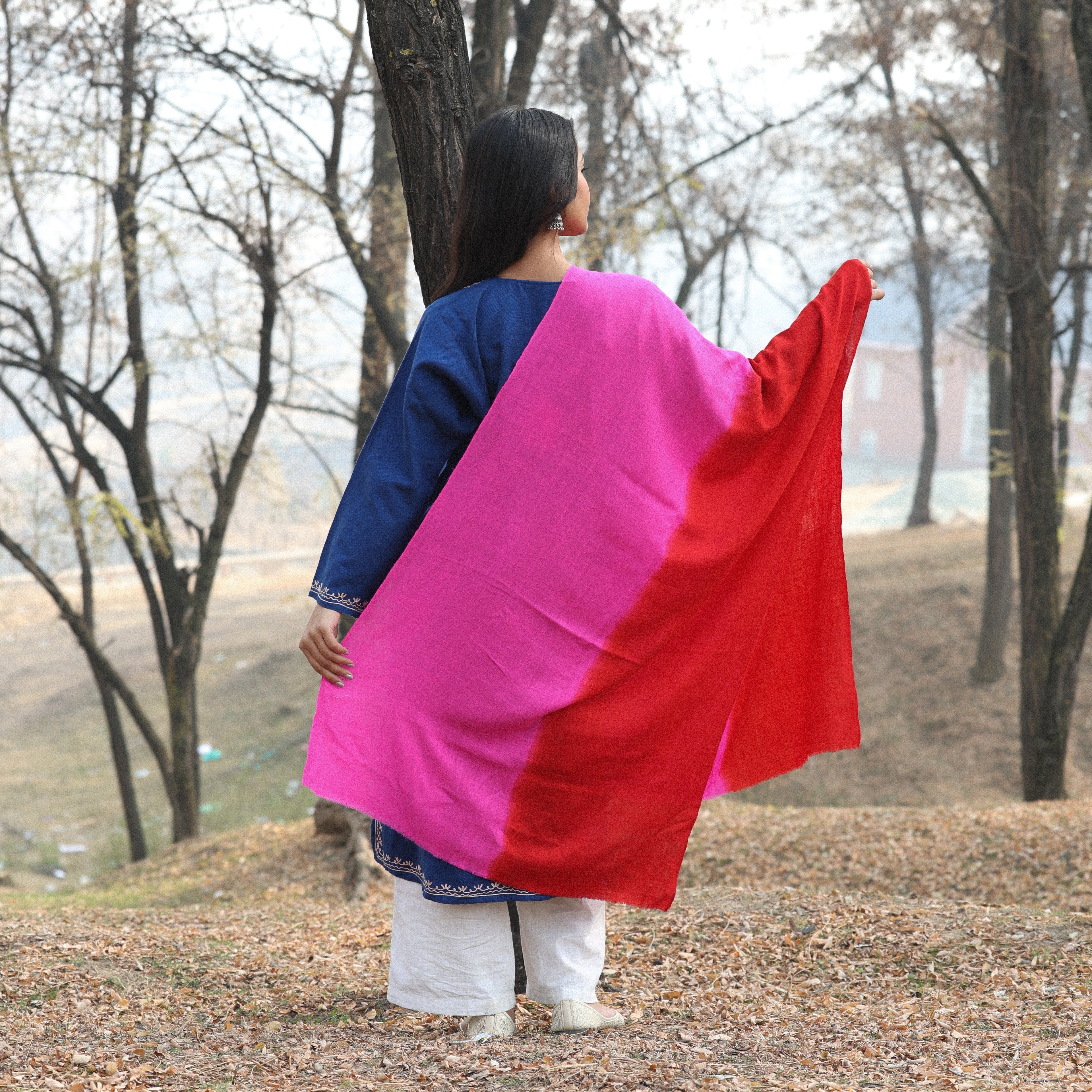 Pink and Red Ombre Pashmina Wrap