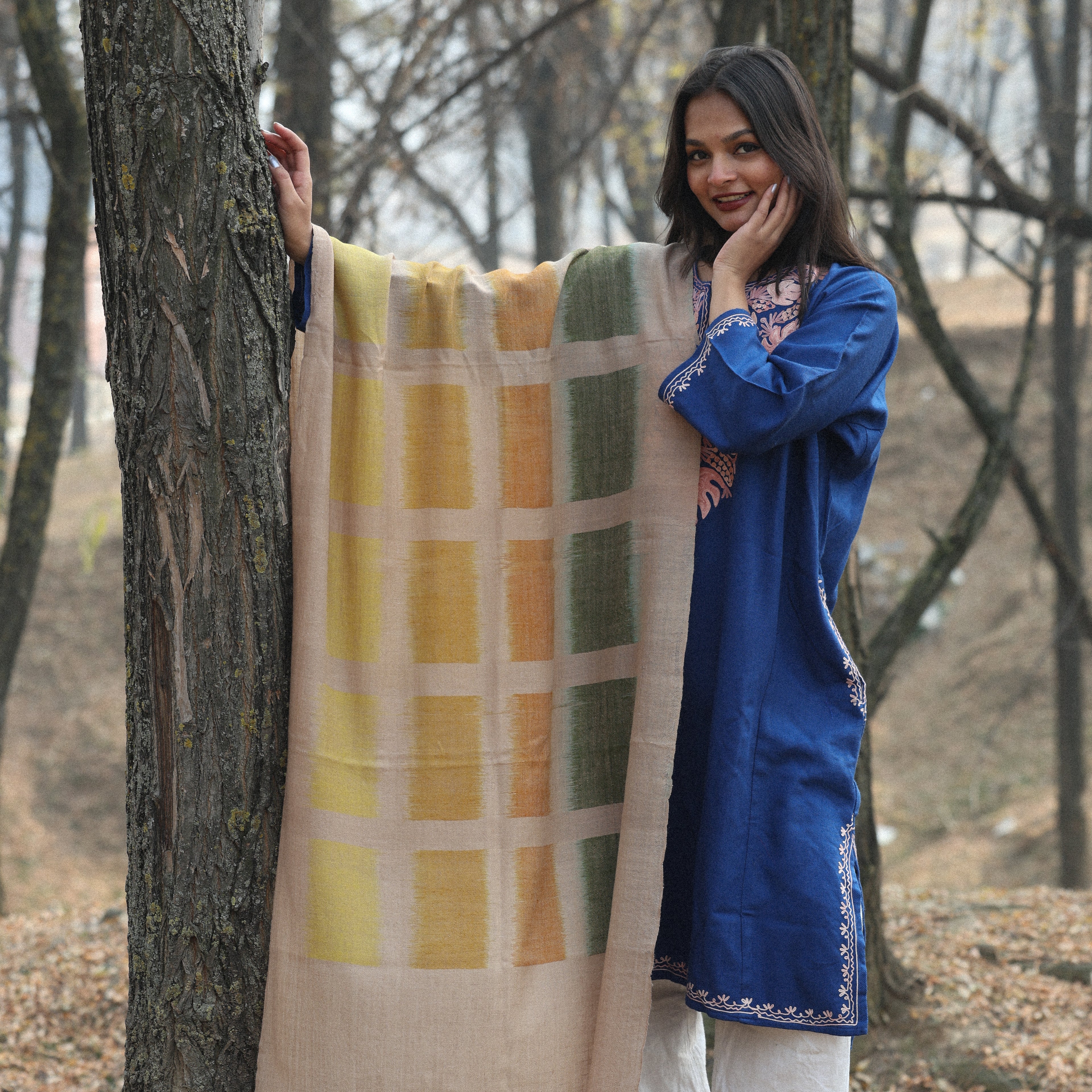 Multicoloured Ikkat Pashmina Wrap