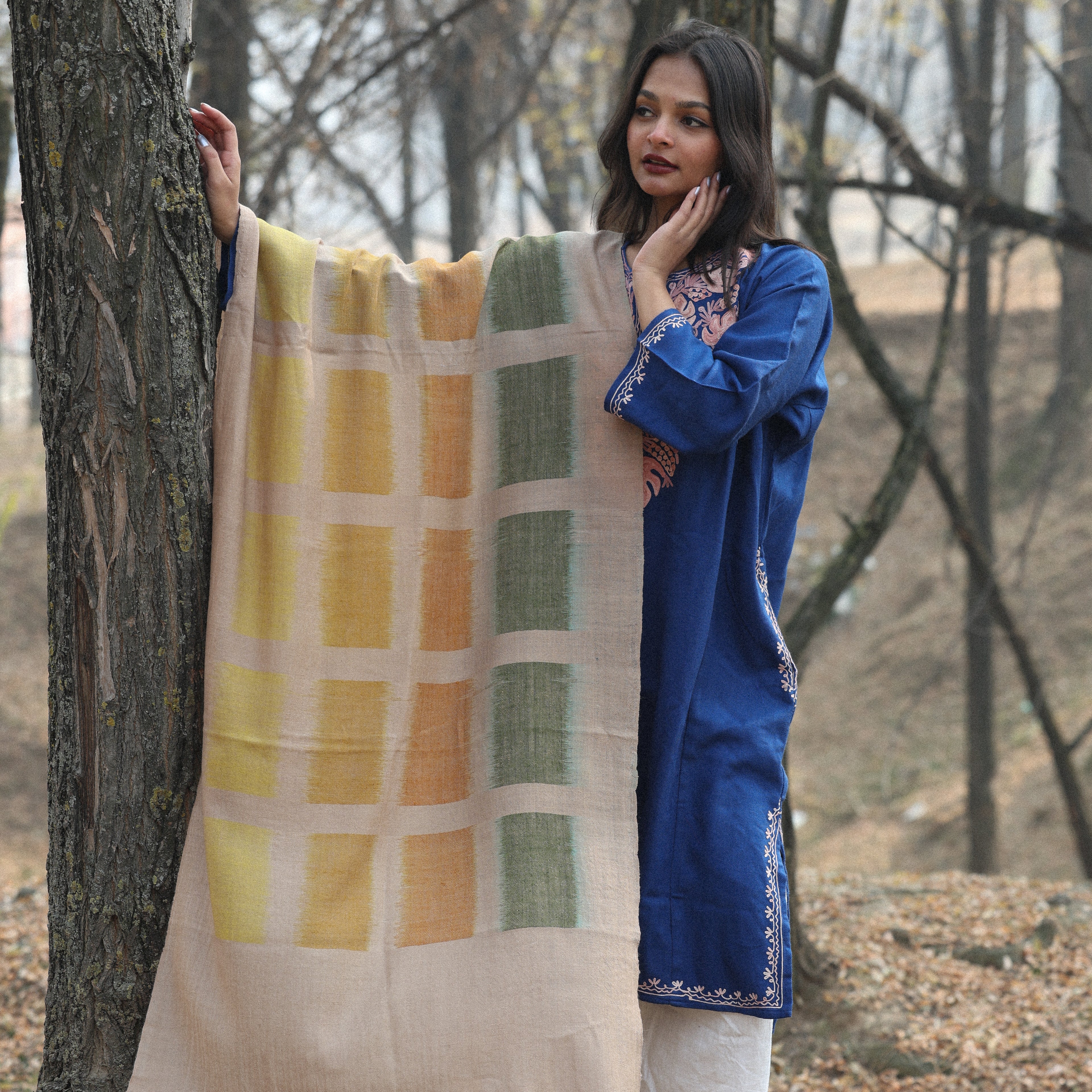 Multicoloured Ikkat Pashmina Wrap