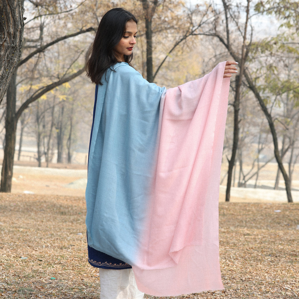 Pink and Blue Ombre Pashmina Shawl