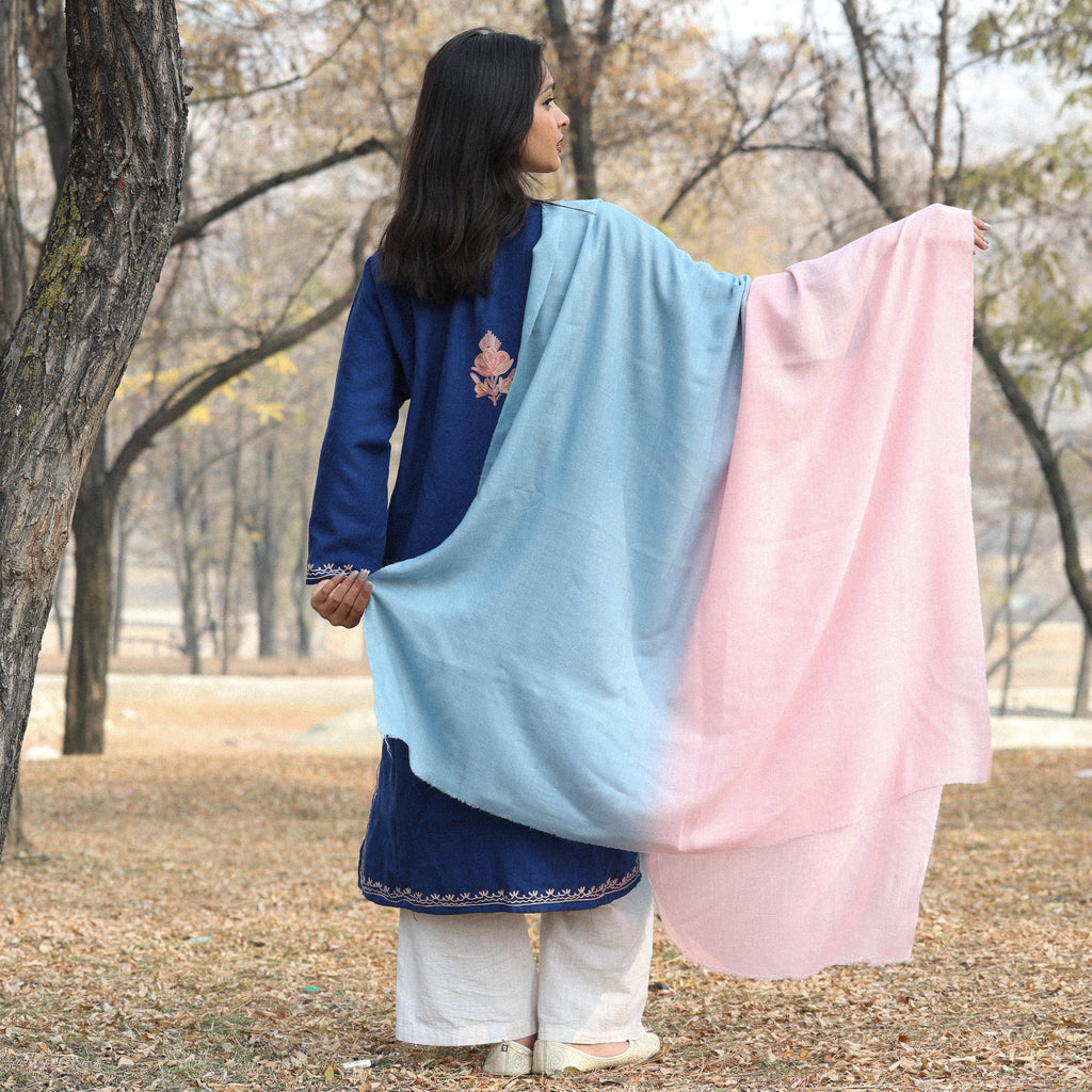 Pink and Blue Ombre Pashmina Shawl