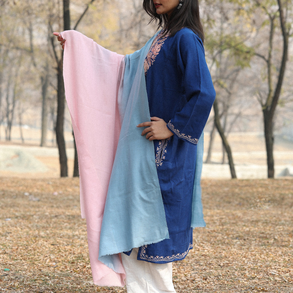Pink and Blue Ombre Pashmina Shawl