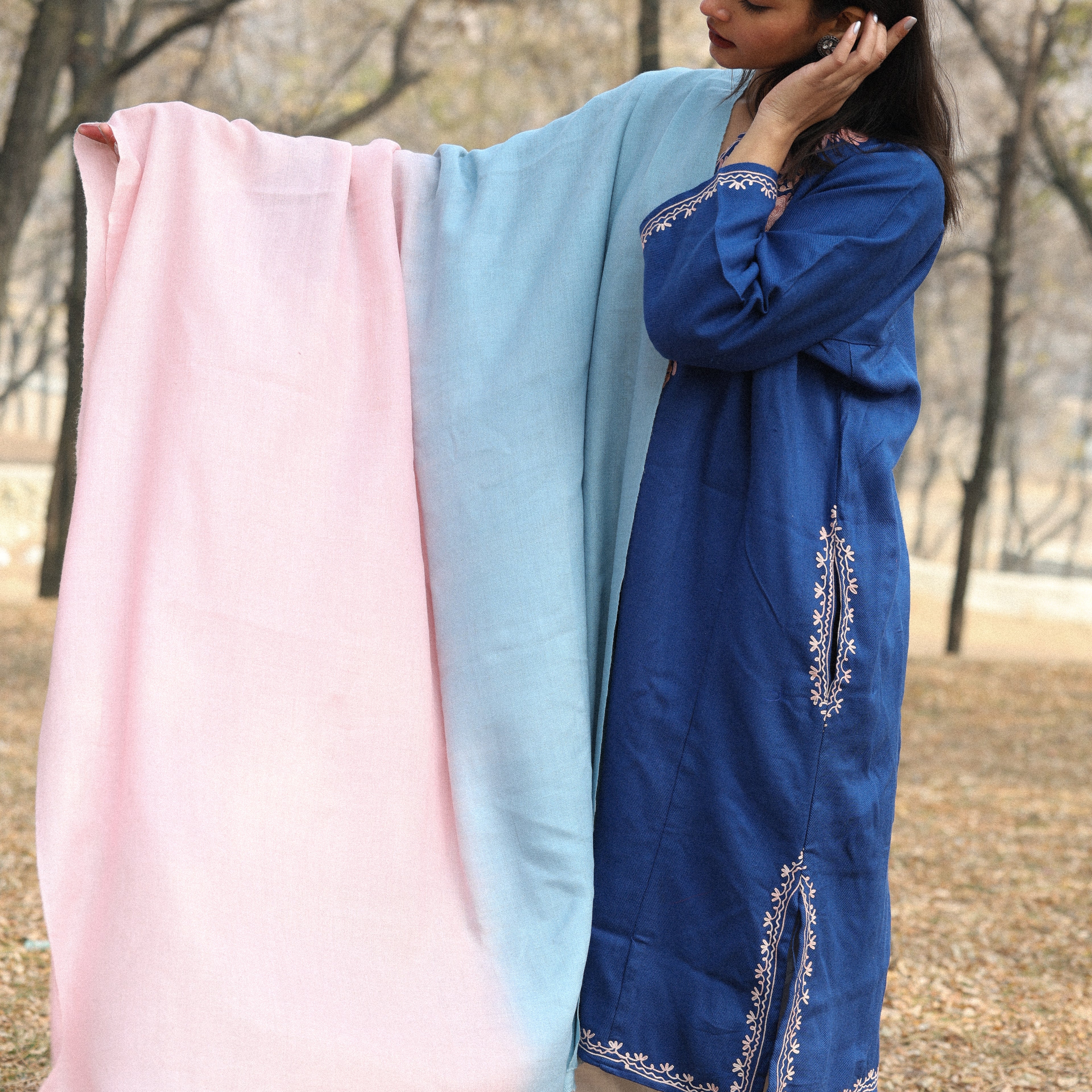 Pink and Blue Ombre Pashmina Shawl