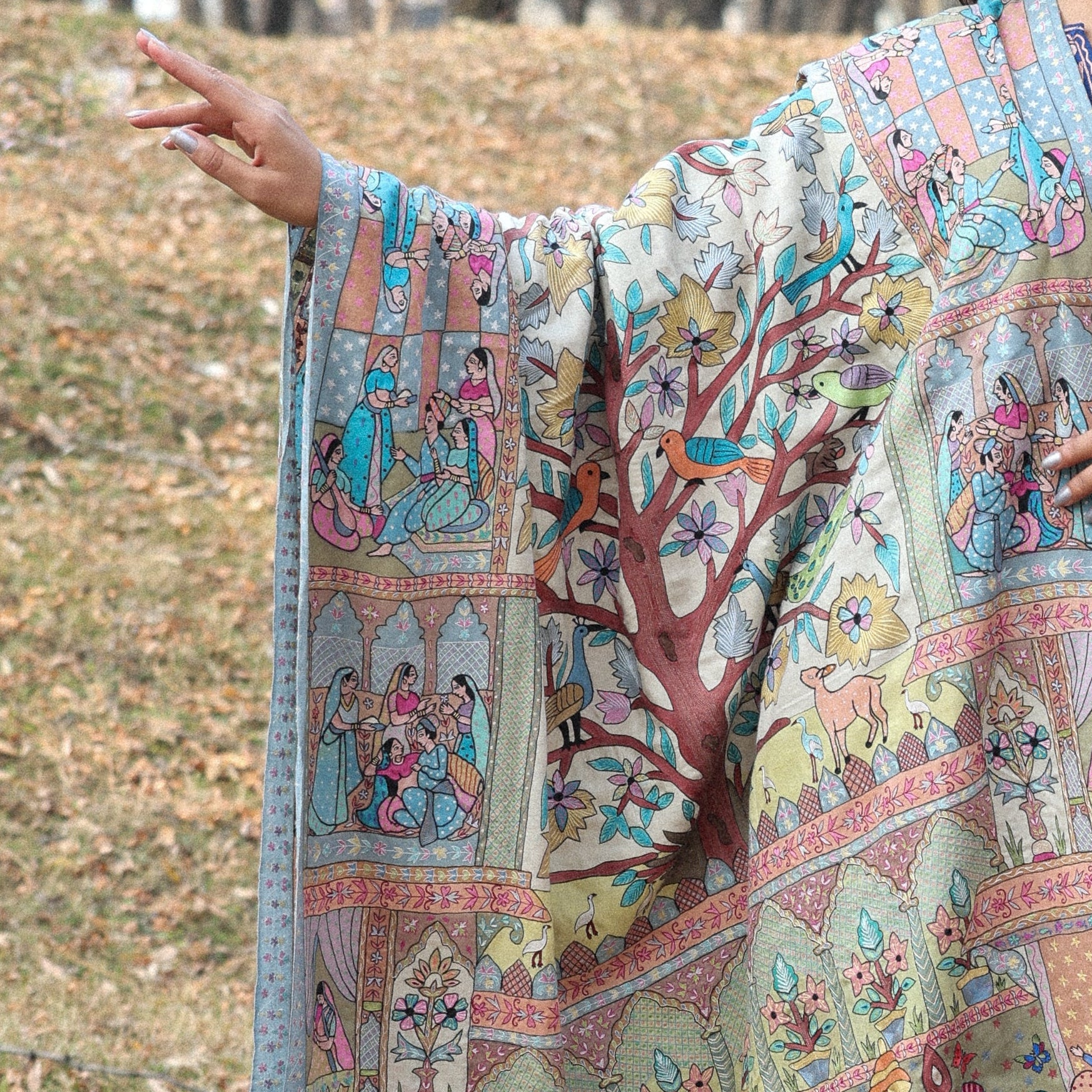 The Enchanted Garden Kalamkari Pashmina Shawl