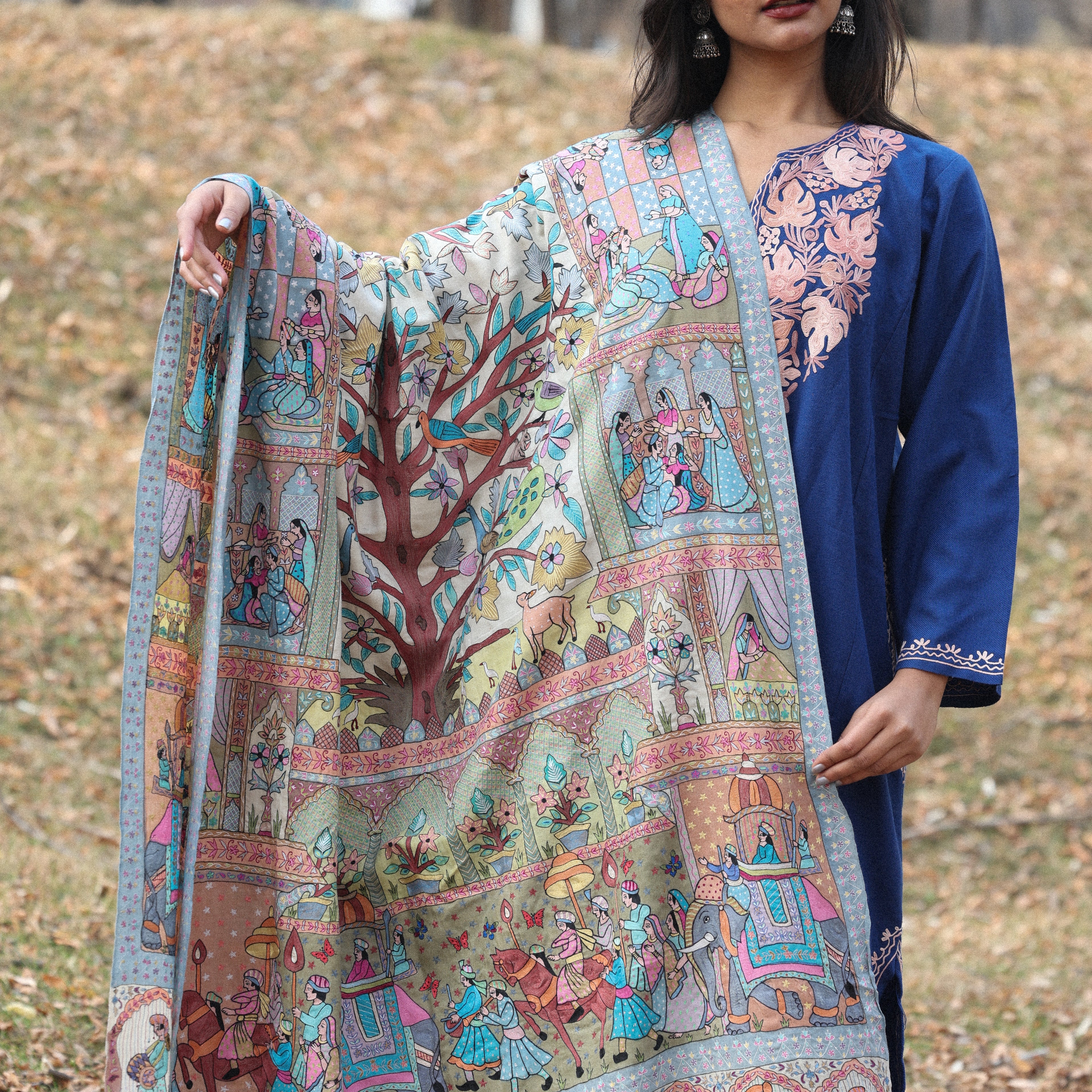The Enchanted Garden Kalamkari Pashmina Shawl