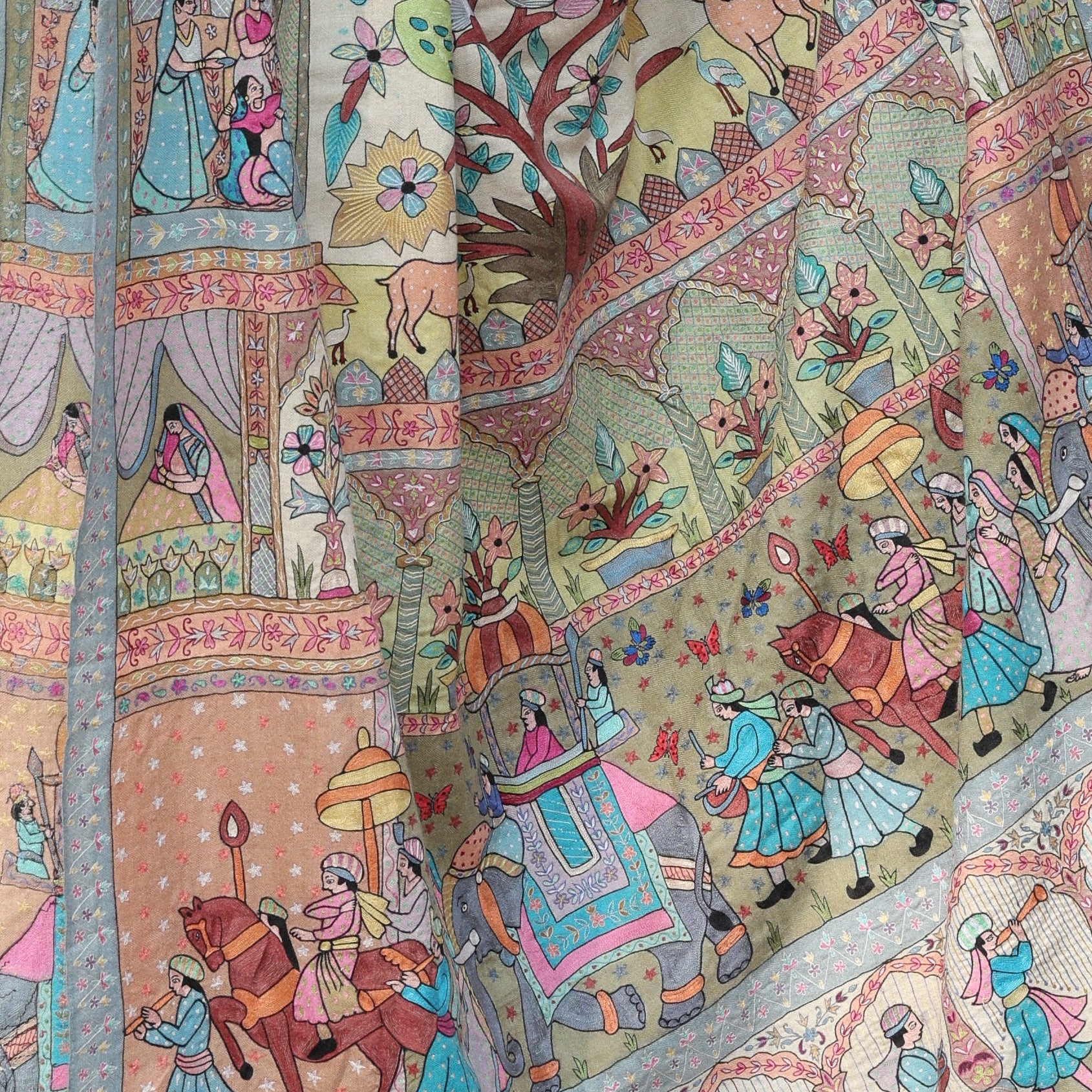 The Enchanted Garden Kalamkari Pashmina Shawl