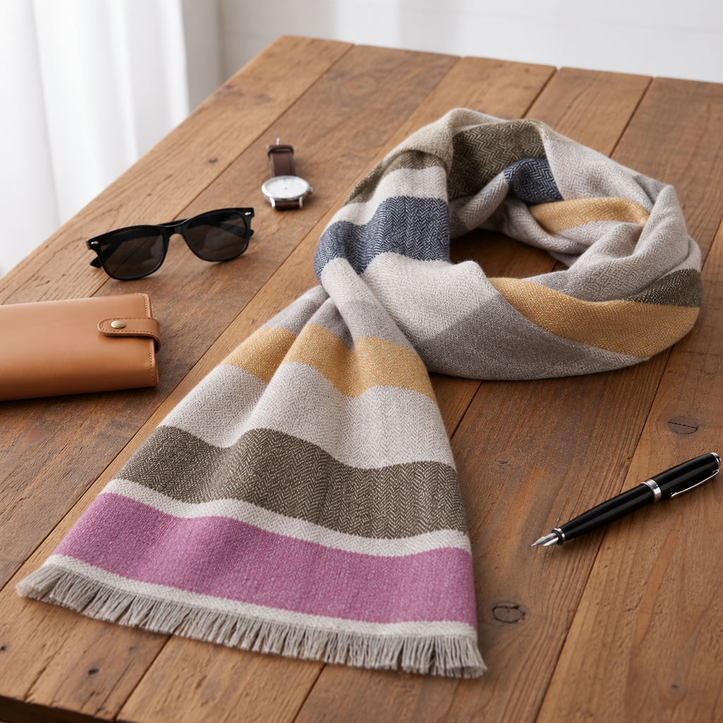 Multicolored Thick Handspun Muffler for Men