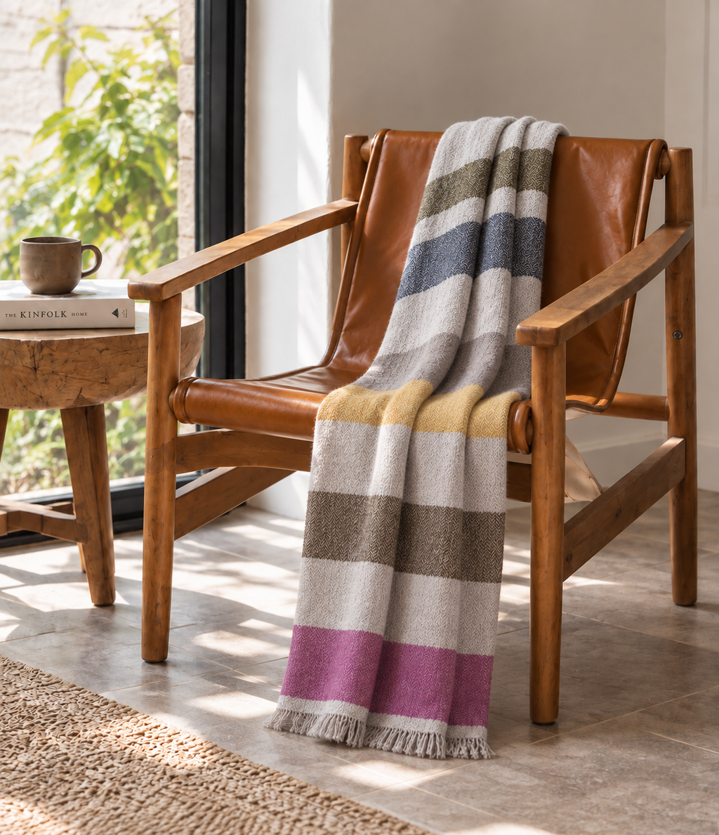 Multicolored Thick Handspun Muffler for Men