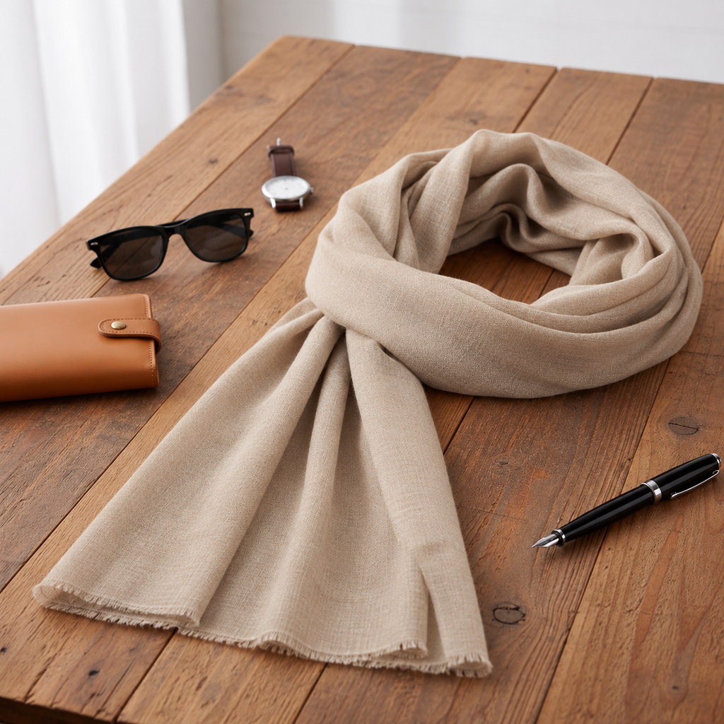 Grey Pashmina Muffler for Men