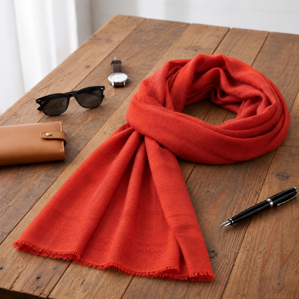 Red Pashmina Muffler for Men