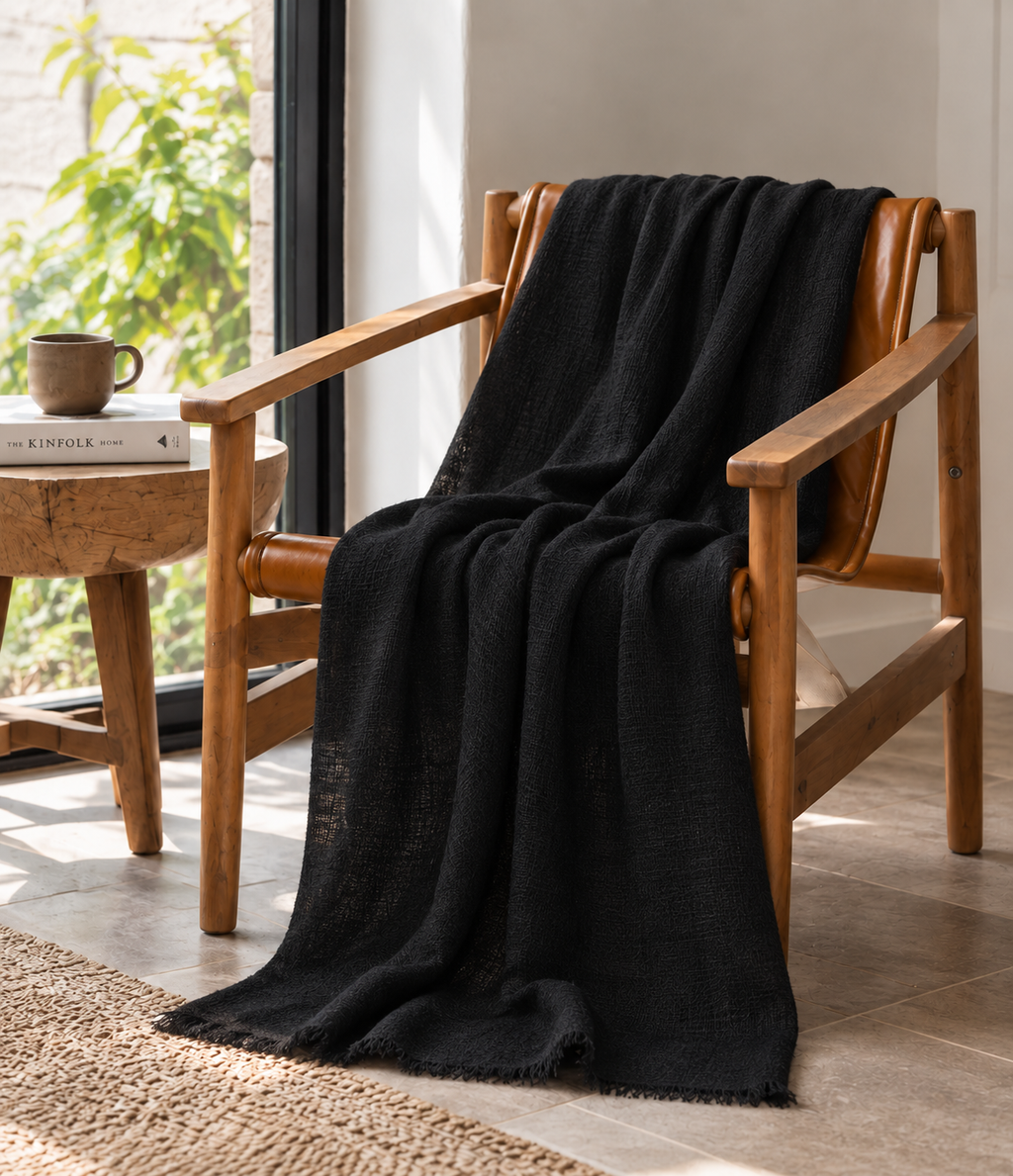 Black Pashmina Scarf for Men