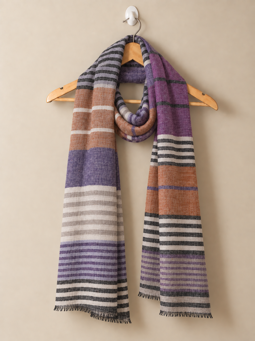 Multicolored Striped Handspun Pashmina Muffler for Men