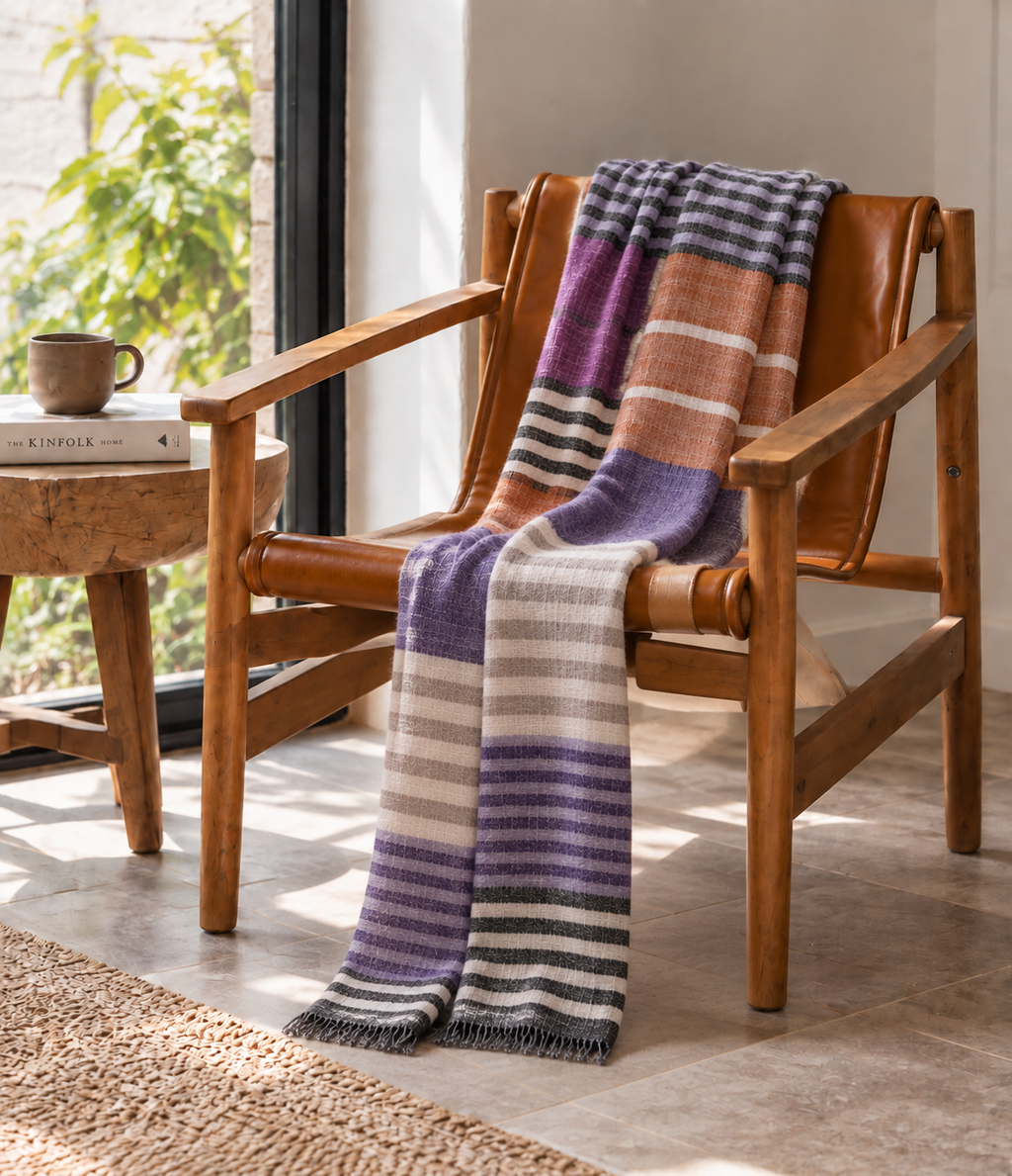 Multicolored Striped Handspun Pashmina Muffler for Men
