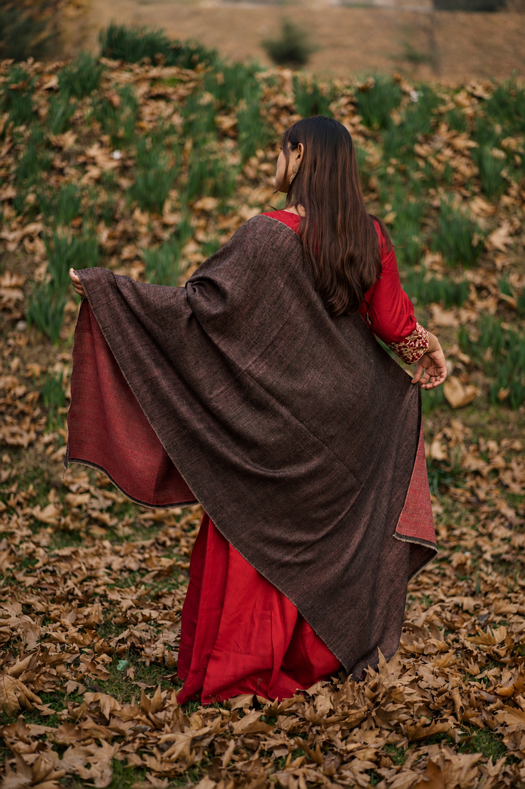 Black & Maroon Reversible Pashmina Shawl