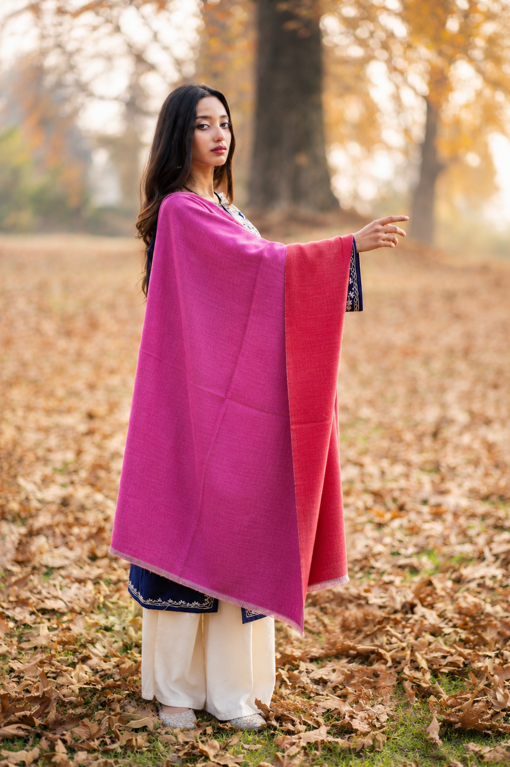 Red & Pink Reversible Pashmina Shawl