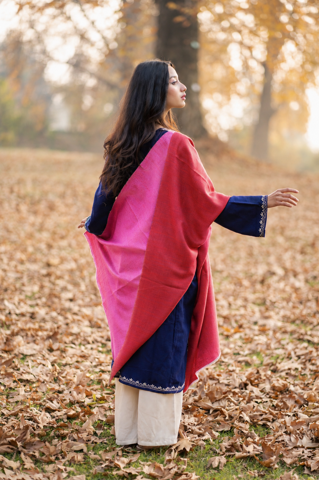 Red & Pink Reversible Pashmina Shawl
