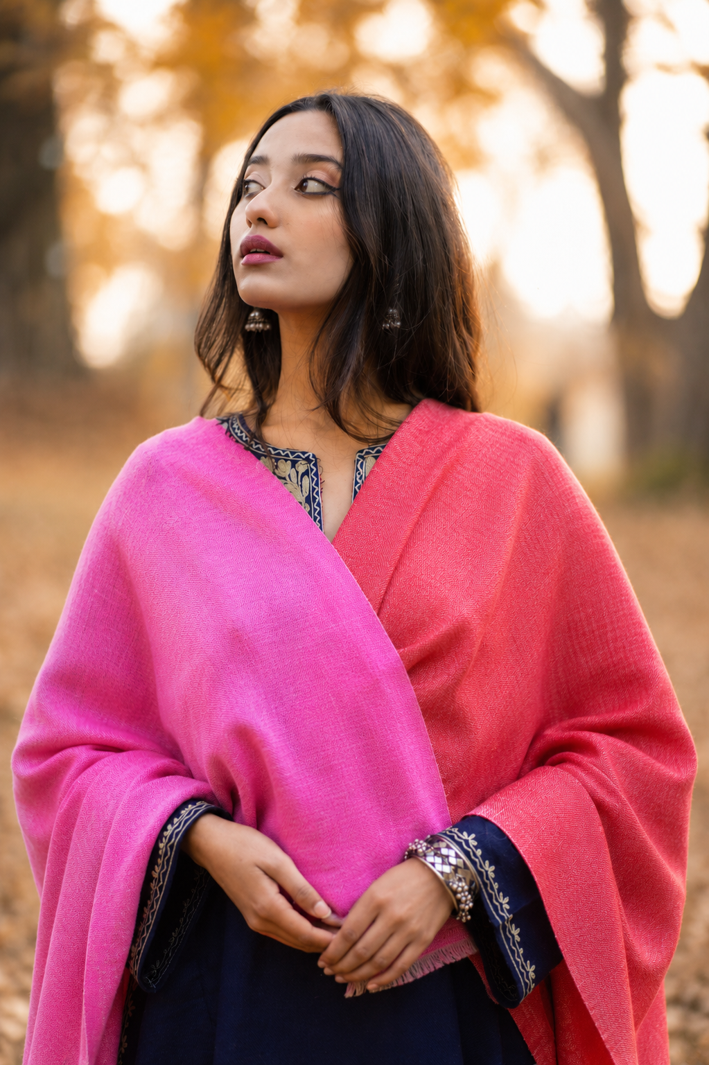 Red & Pink Reversible Pashmina Shawl