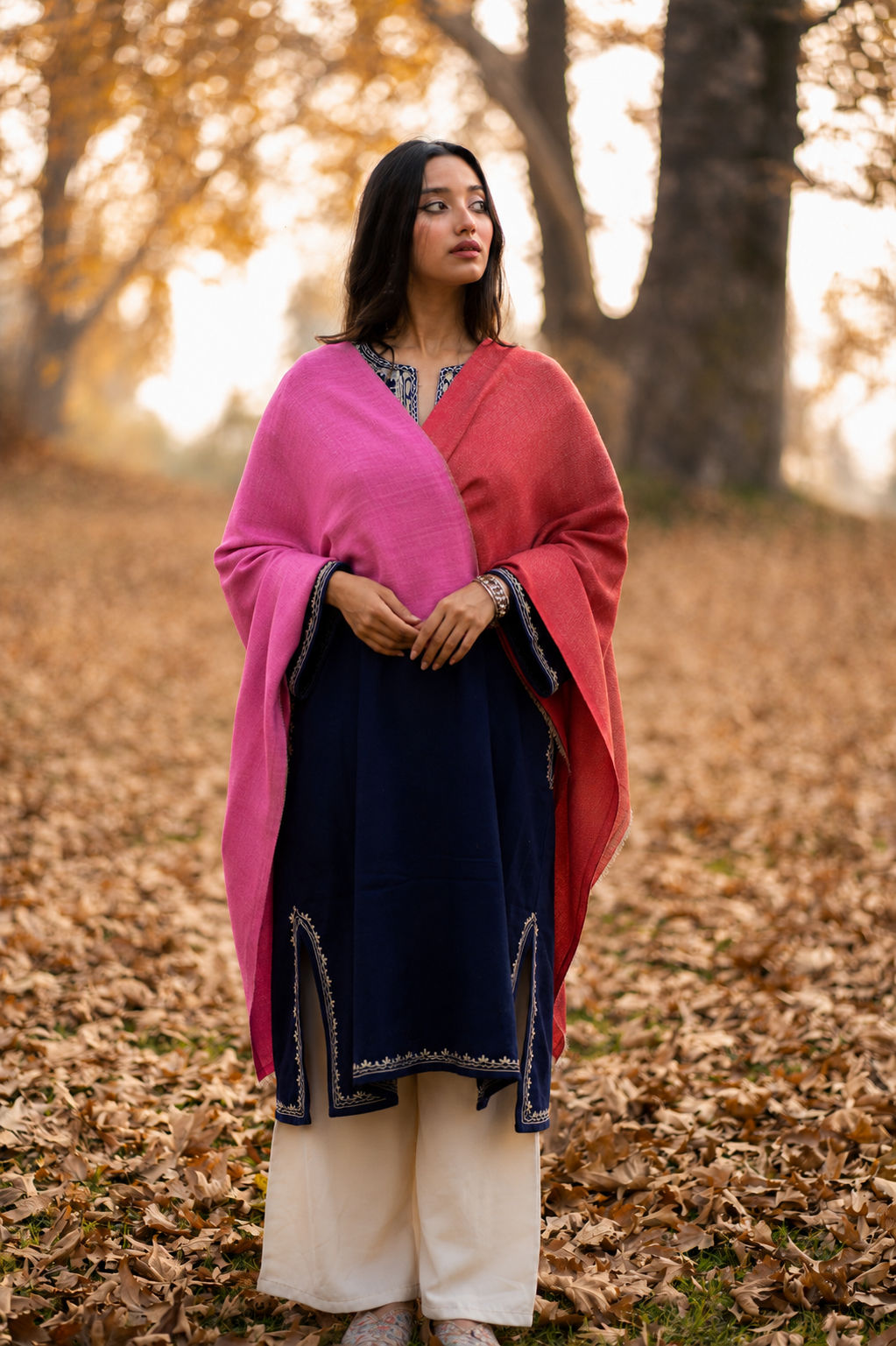 Red & Pink Reversible Pashmina Shawl