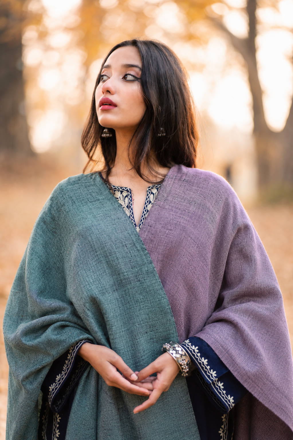 Teal & Mauve Reversible Pashmina Shawl