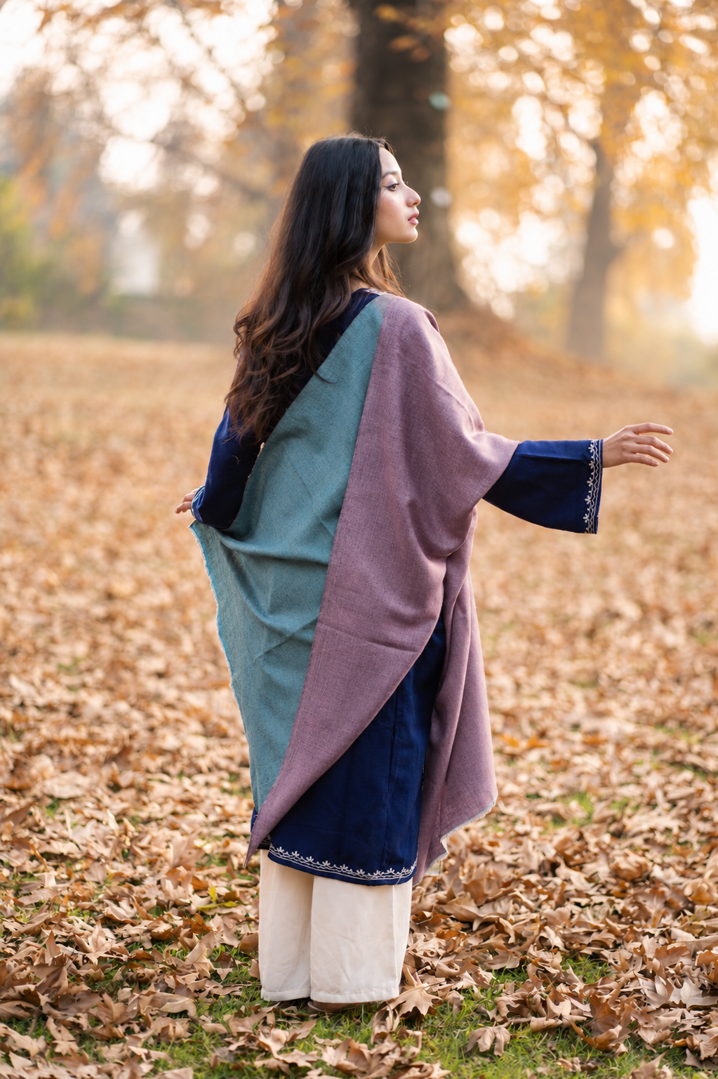 Teal & Mauve Reversible Pashmina Shawl
