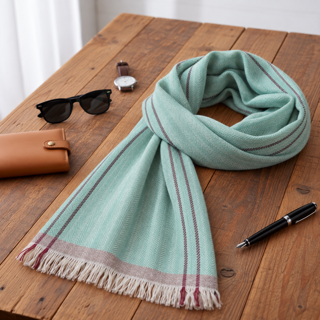 Teal Thick Handspun Muffler for Men