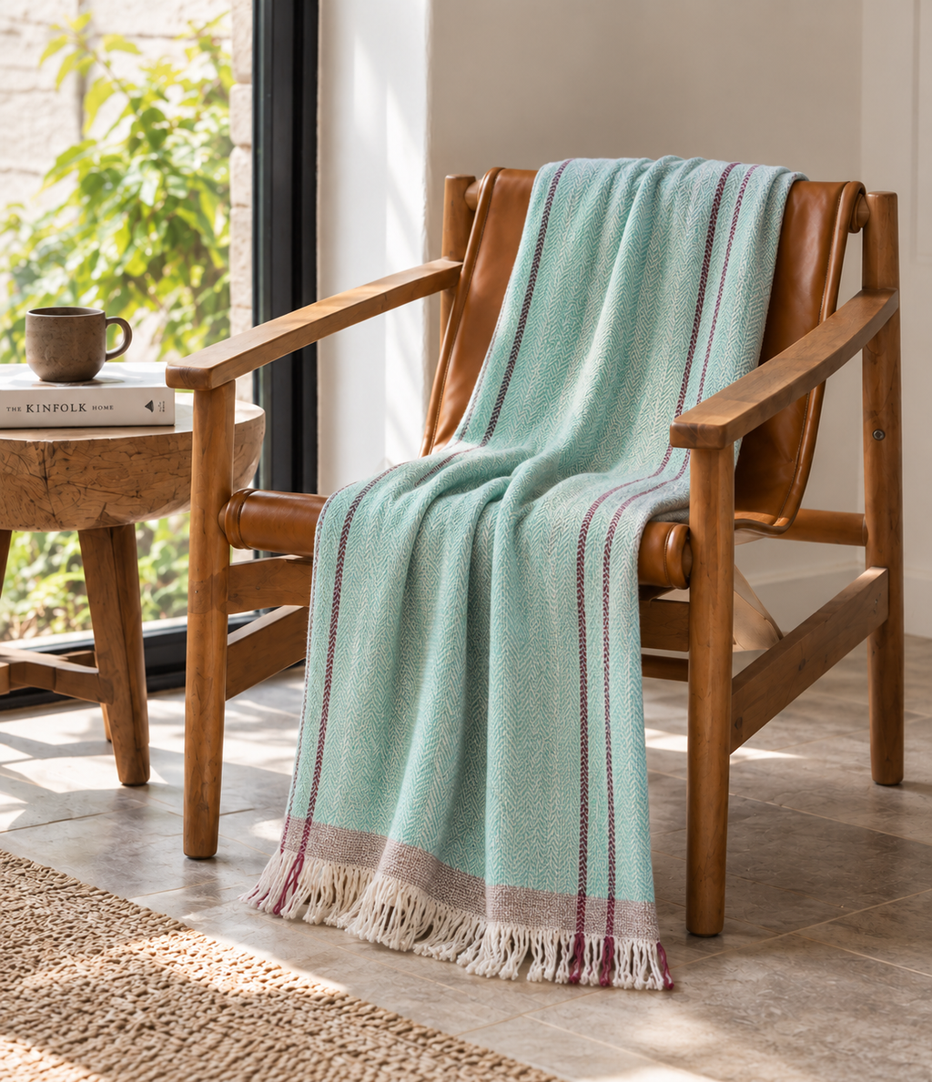 Teal Thick Handspun Muffler for Men