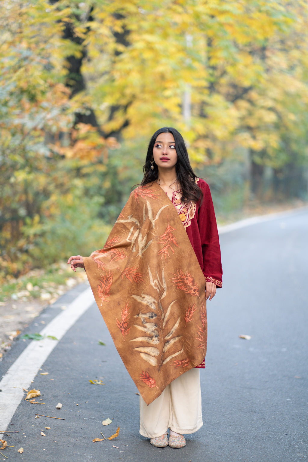 Brown Organic Dyed Mulberry SIlk Stole