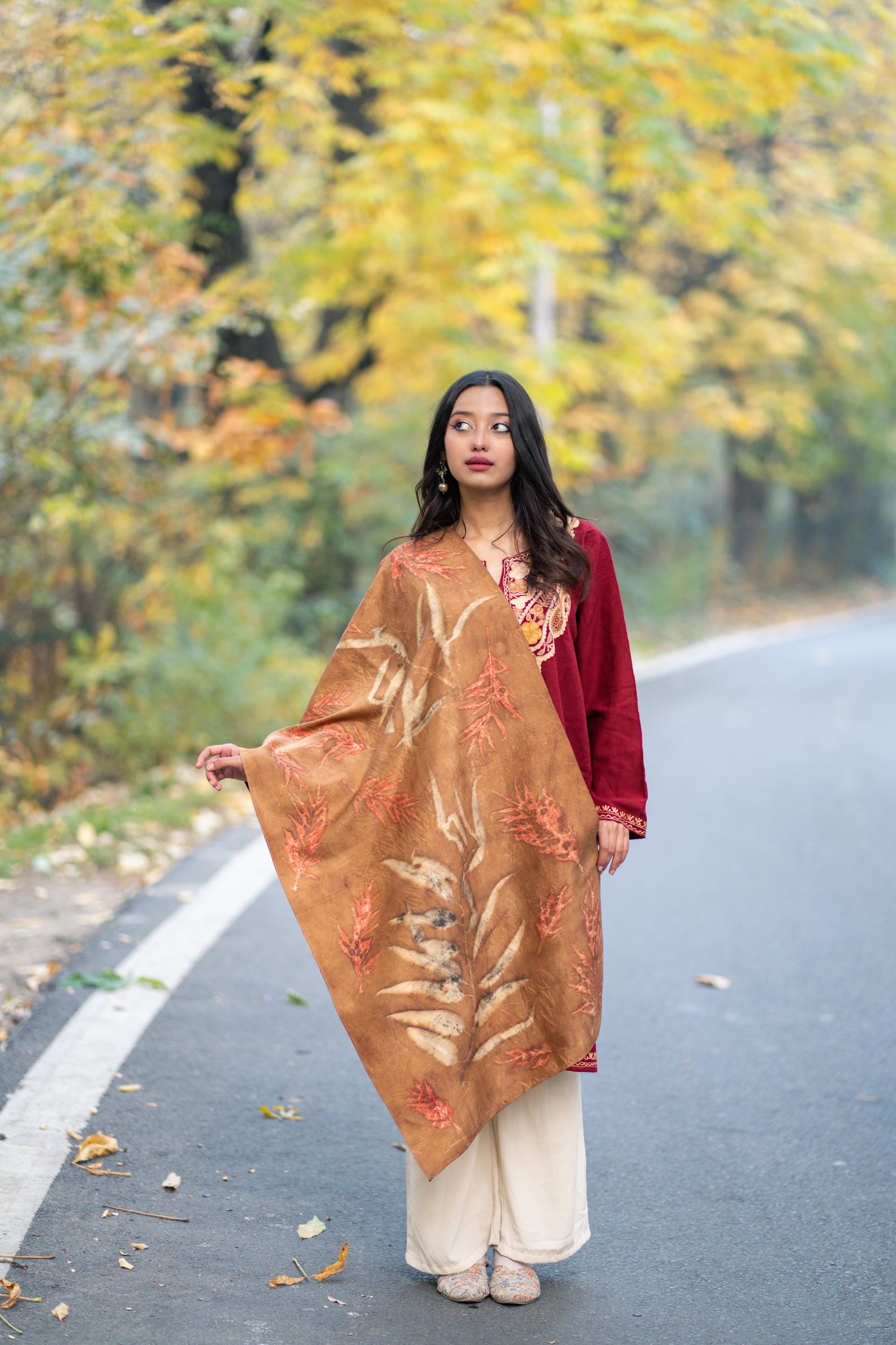 Brown Organic Dyed Mulberry SIlk Stole
