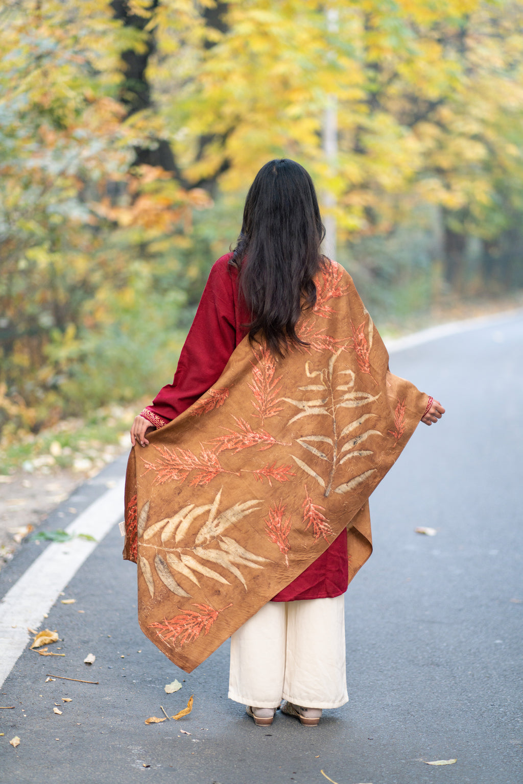 Brown Organic Dyed Mulberry SIlk Stole