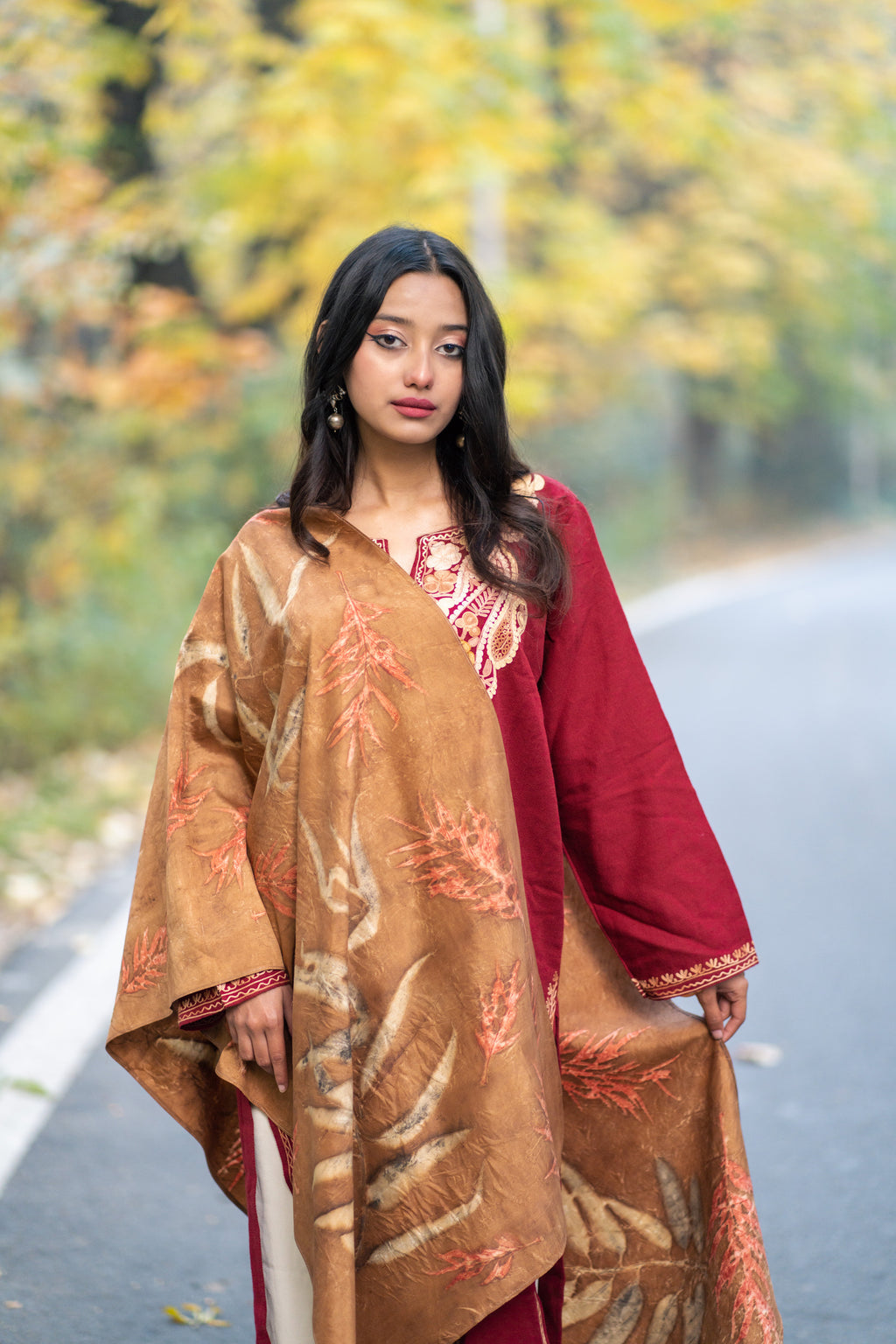 Brown Organic Dyed Mulberry SIlk Stole