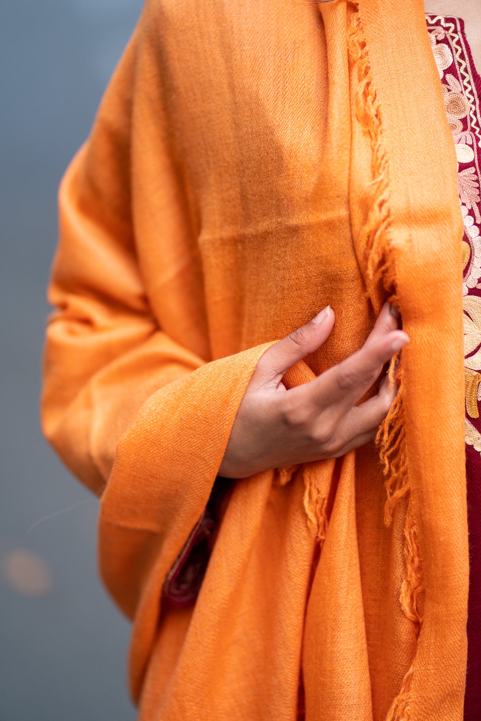 Orange Handspun Pashmina Shawl